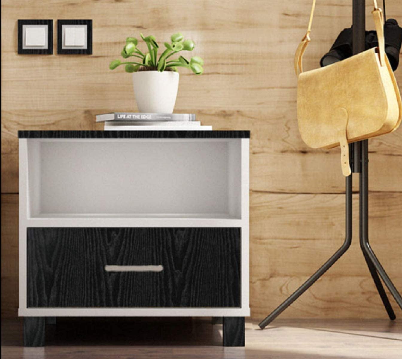 Abyssaly Peel and Stick Wood Grain Wallpaper, Waterproof Vinyl Contact Paper for Furniture and Countertops (Black, 17.7 in x 236 in) ikcld