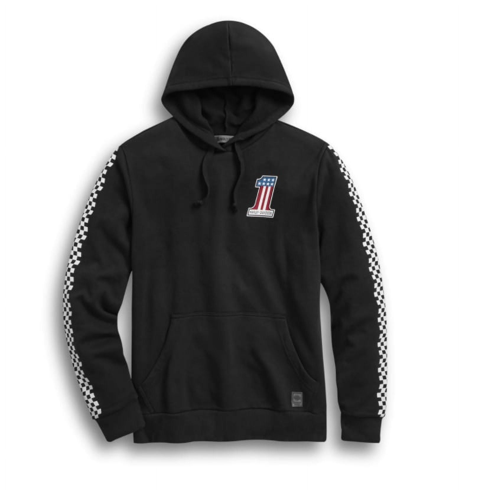 Harley-Davidson Men's Checkered Pullover Hoodie Fleece Sweatshirt (Black, 3XL) u6e7r