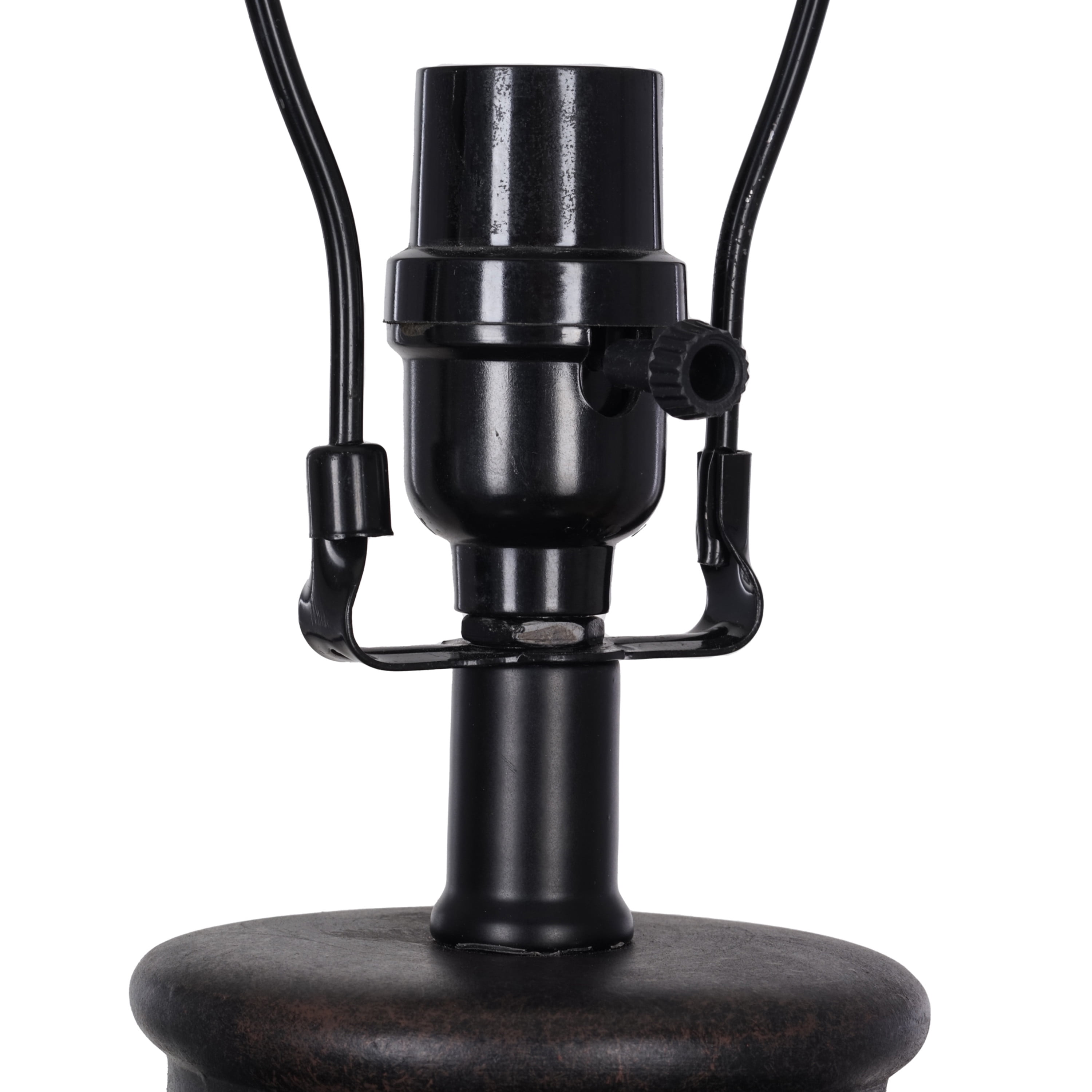 My Texas House 22 in Table Lamp with White Fabric Empire Shade (Black, 22 in) riawn