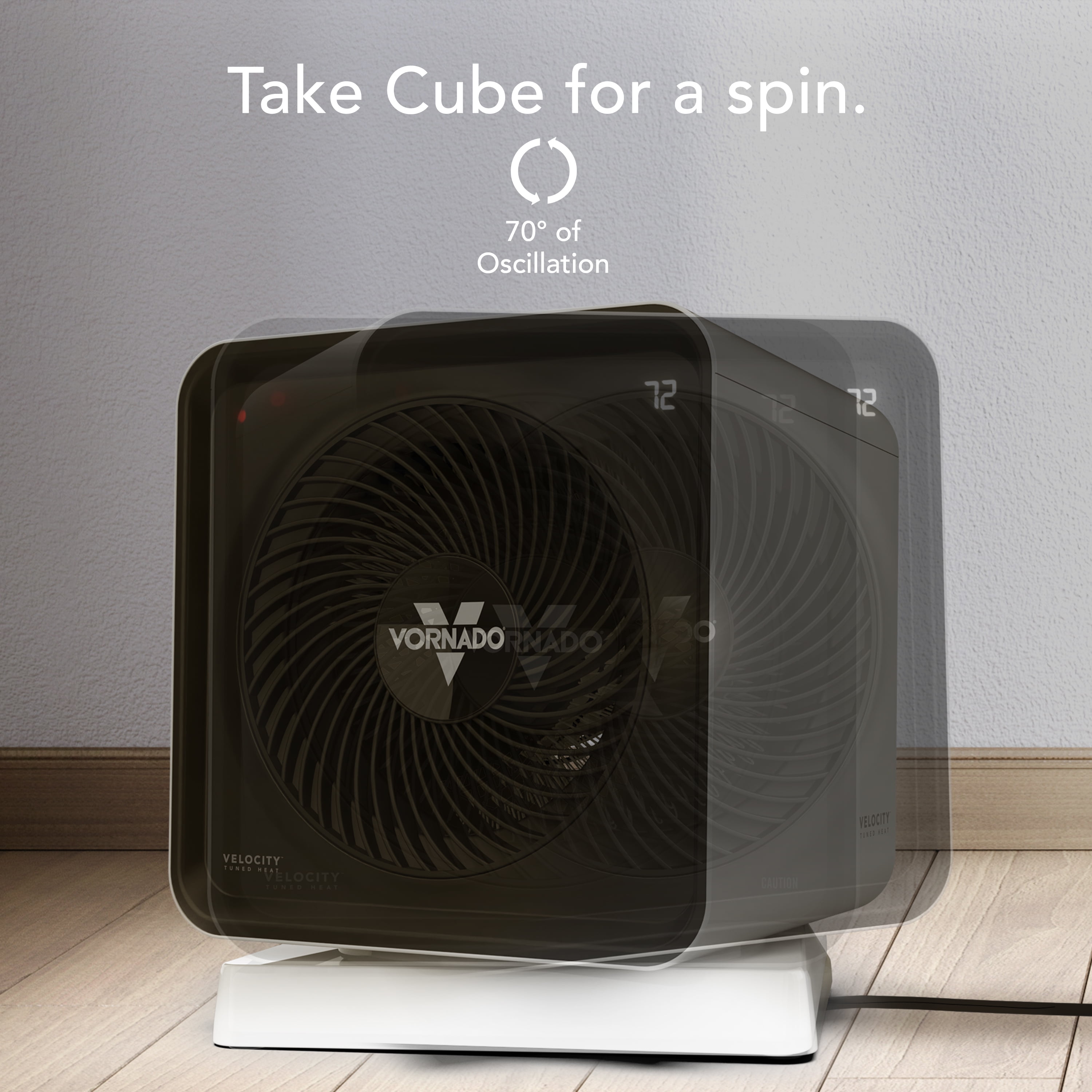 Vornado Velocity CUBE 5 OSC Whole Room Space Heater with Vortex Heat Circulation and Remote Control (White) fslnz