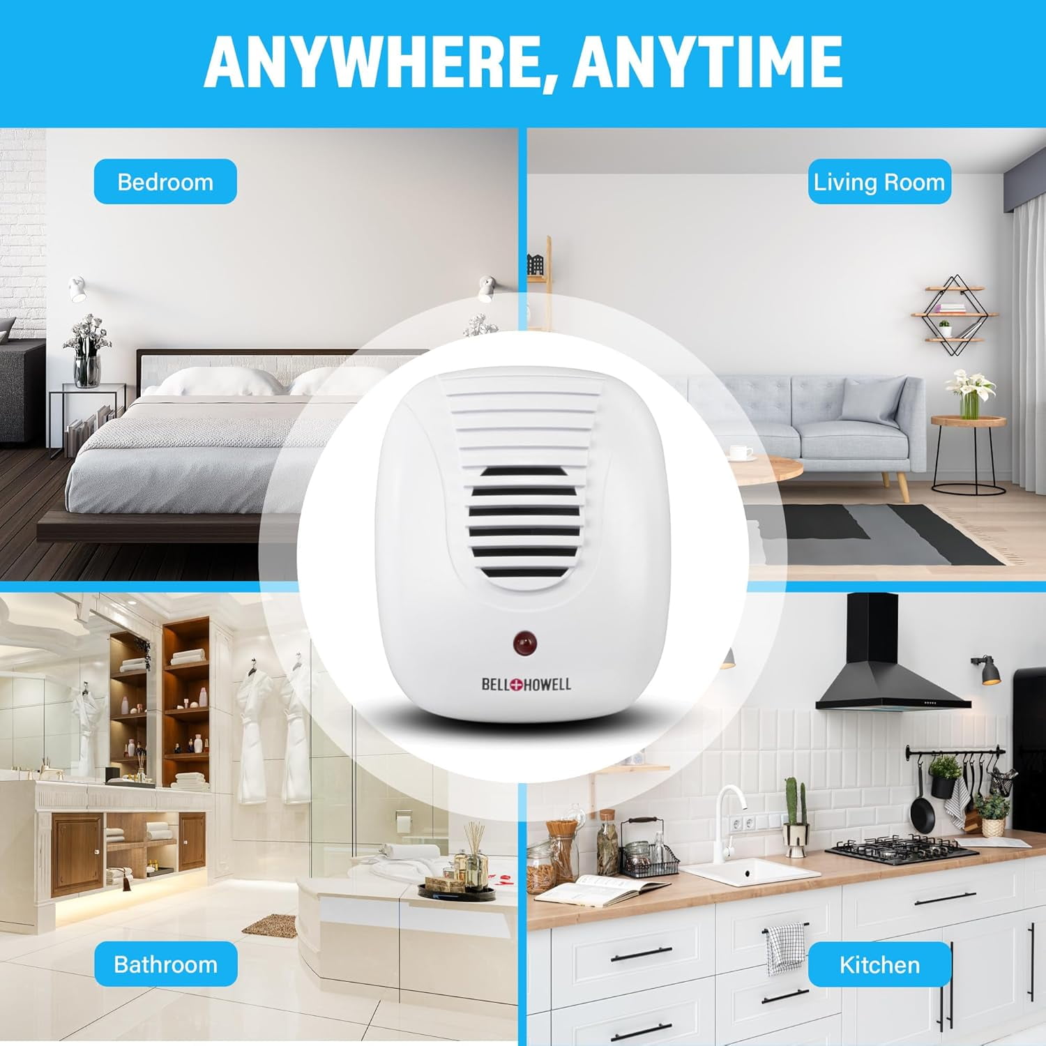 Bell + Howell Ultrasonic Pest Repeller (White, 4-Pack) bun8k