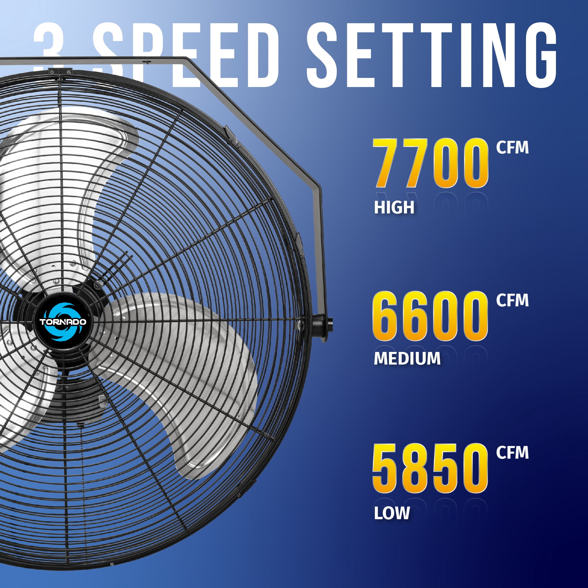 Tornado 24 Inch High Velocity Industrial Wall Mount Fan (Black, 24 in) c2v4v