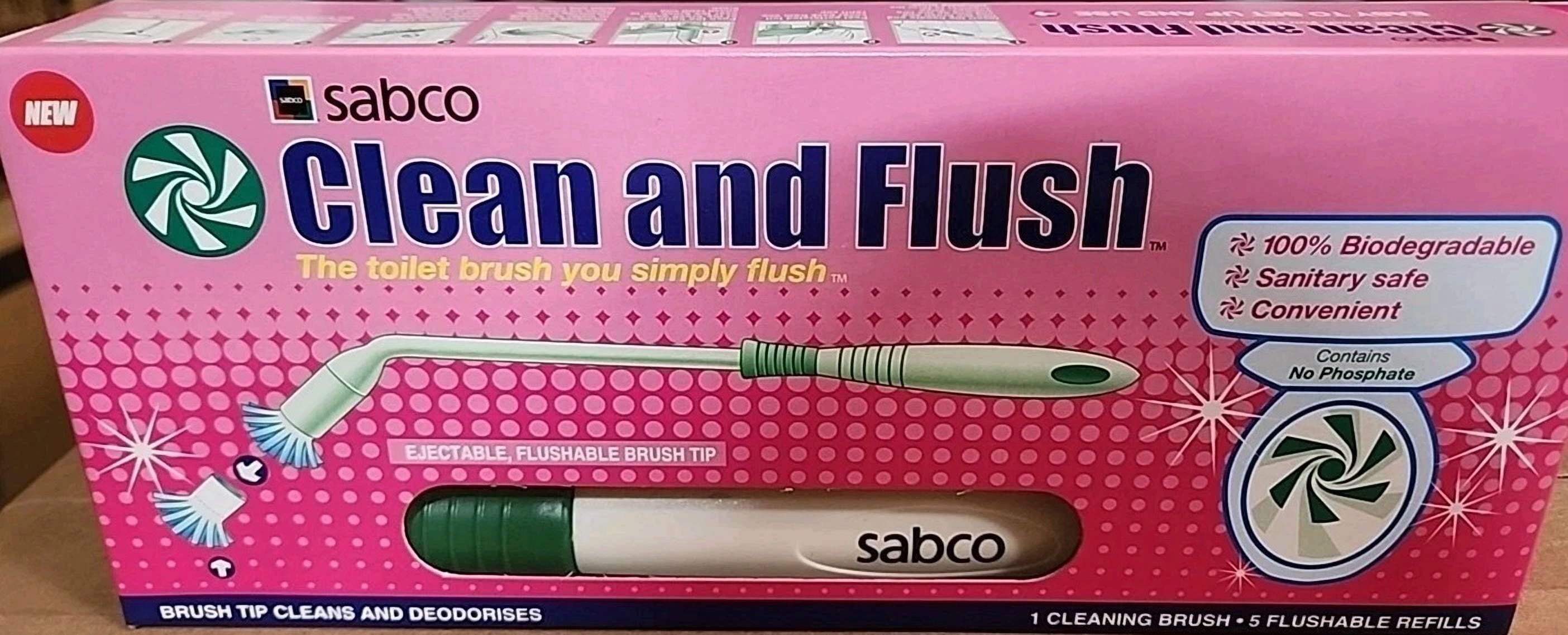 Knack Clean and Flush Toilet Brush System with 5 Refill Heads (Sanitary Scrubbing Tool) z7kdg
