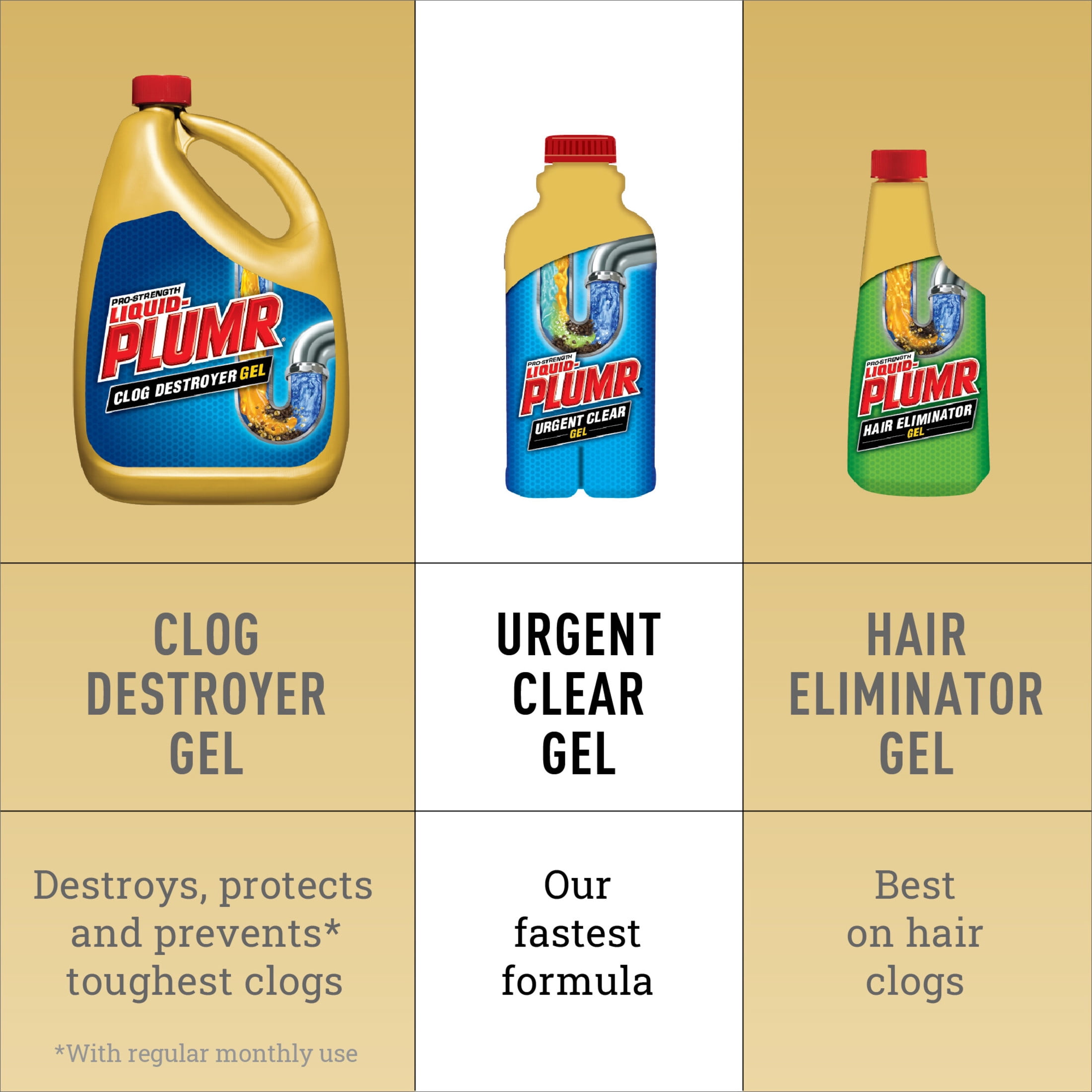 Liquid-Plumr Urgent Clear Drain Clog Remover Gel (Clear, 17 fl oz) ymx8p