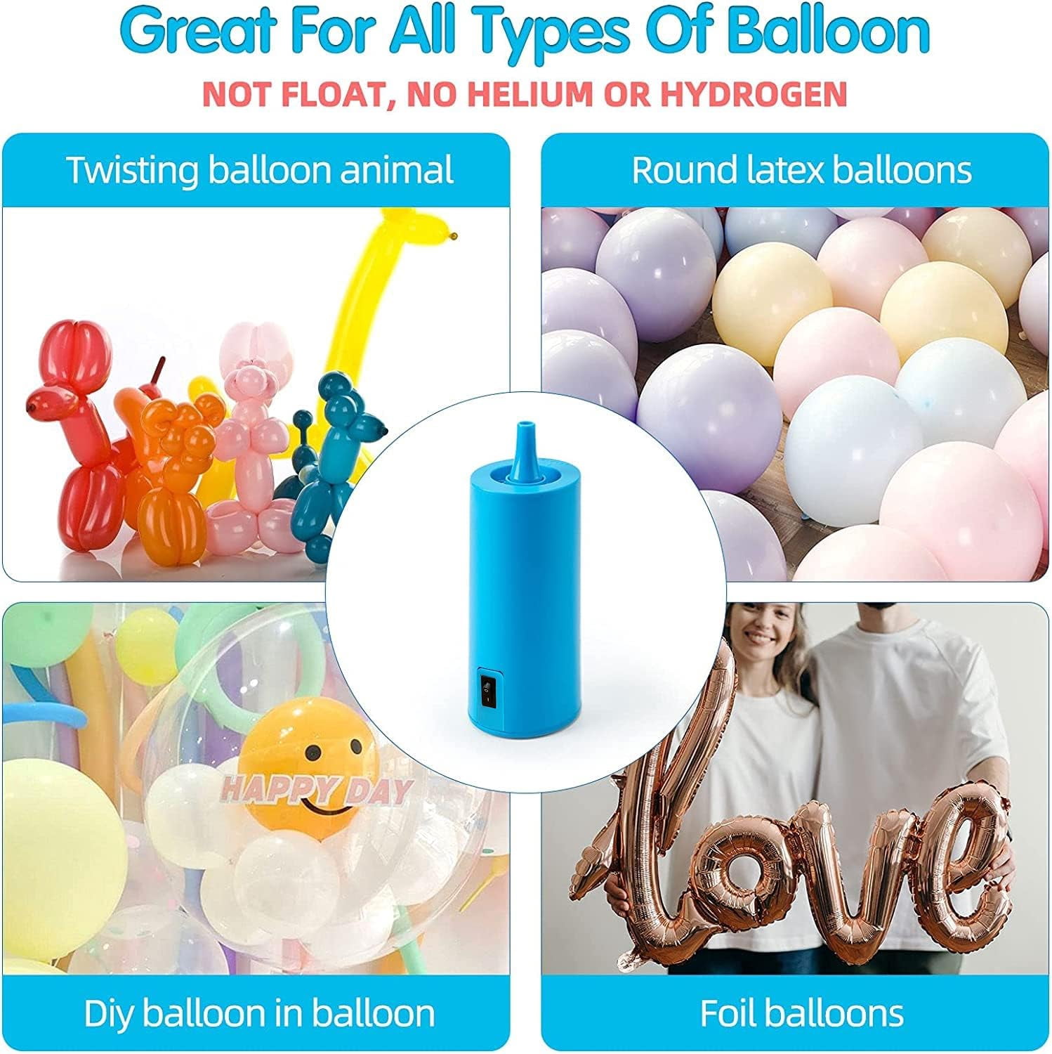 Generic Electric Balloon Air Pump Portable Inflator for 260 Animal and Foil Balloons (Sky Blue, 1 Pack) vsd4e