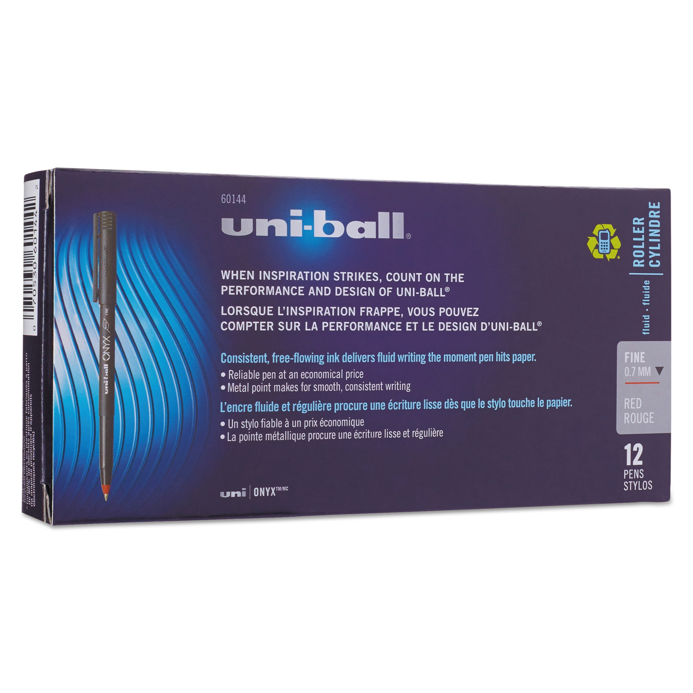 uni-ball Onyx Roller Ball Stick Pen (Red Ink, Fine Point, 12 Count) jg773