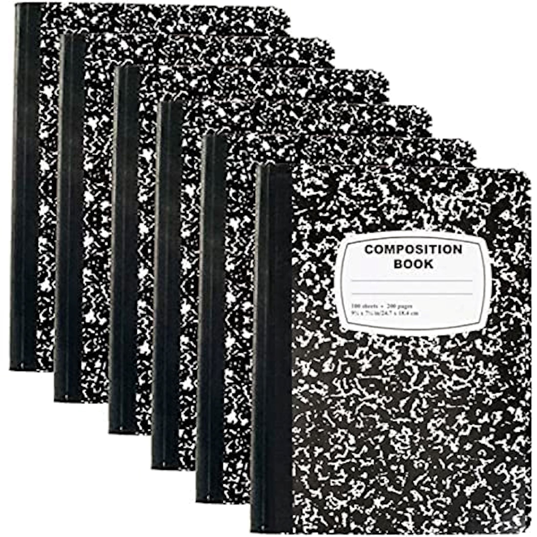 Trailmaker Wide Ruled Composition Notebooks, Durable Hardcover Journal for School and Office (Black, 50 Pack, 9.75 in x 7.5 in) 5hbjc
