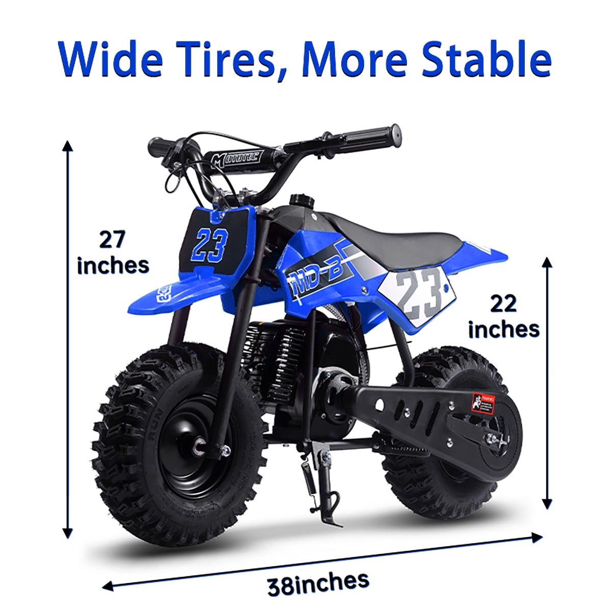 TOXOZERS Mini Pit Bike Gas-Powered Dirt Bike for Kids with 13 in Knobby Tires (Blue, 37 lb) n1b8i