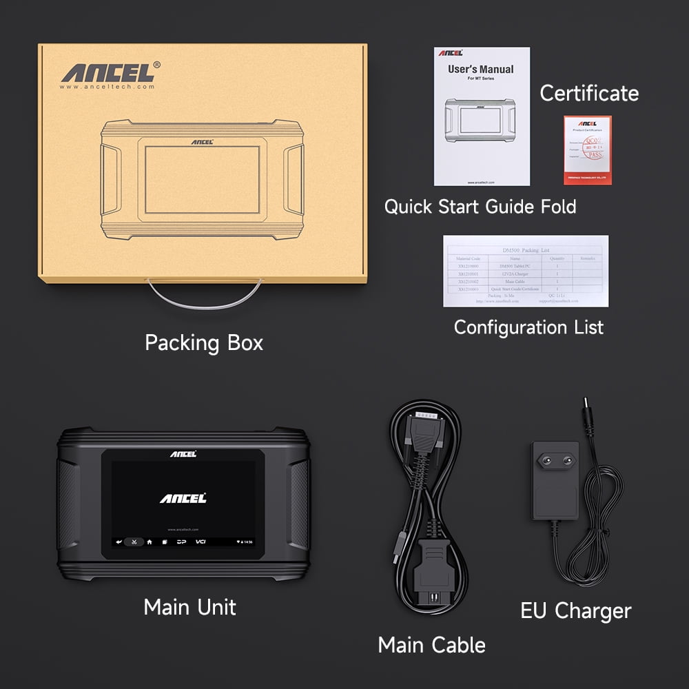 ANCEL DM500 OBD2 Scanner Car Diagnostic Tool and Odometer Correction Reader (Black) axw3j