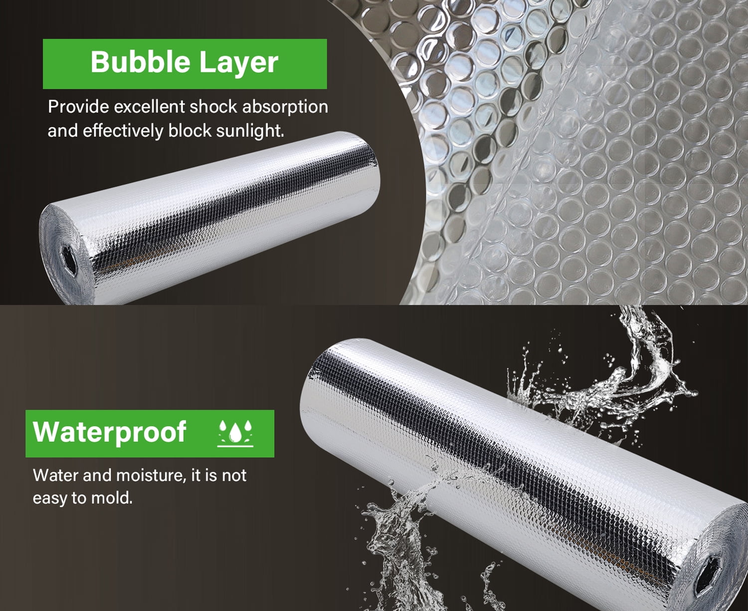 Dinosam Double Reflective Insulation Roll (Silver, 23.7 in x 10 ft) fto24