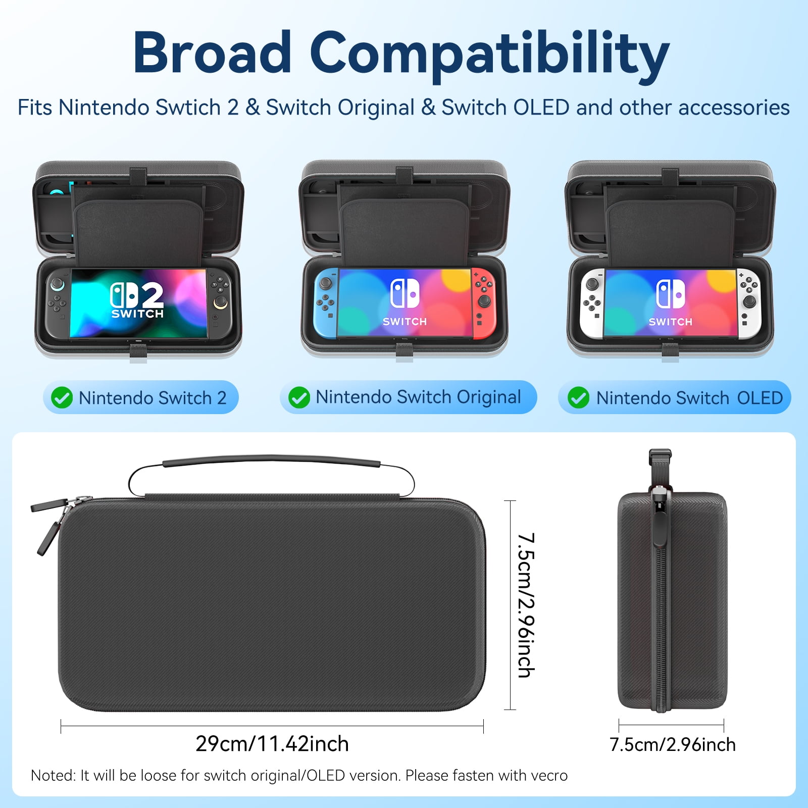 OIVO Carrying Case for Switch 2, Switch OLED, and Original Console (Black, 20 Game Card Slots) 1usvj