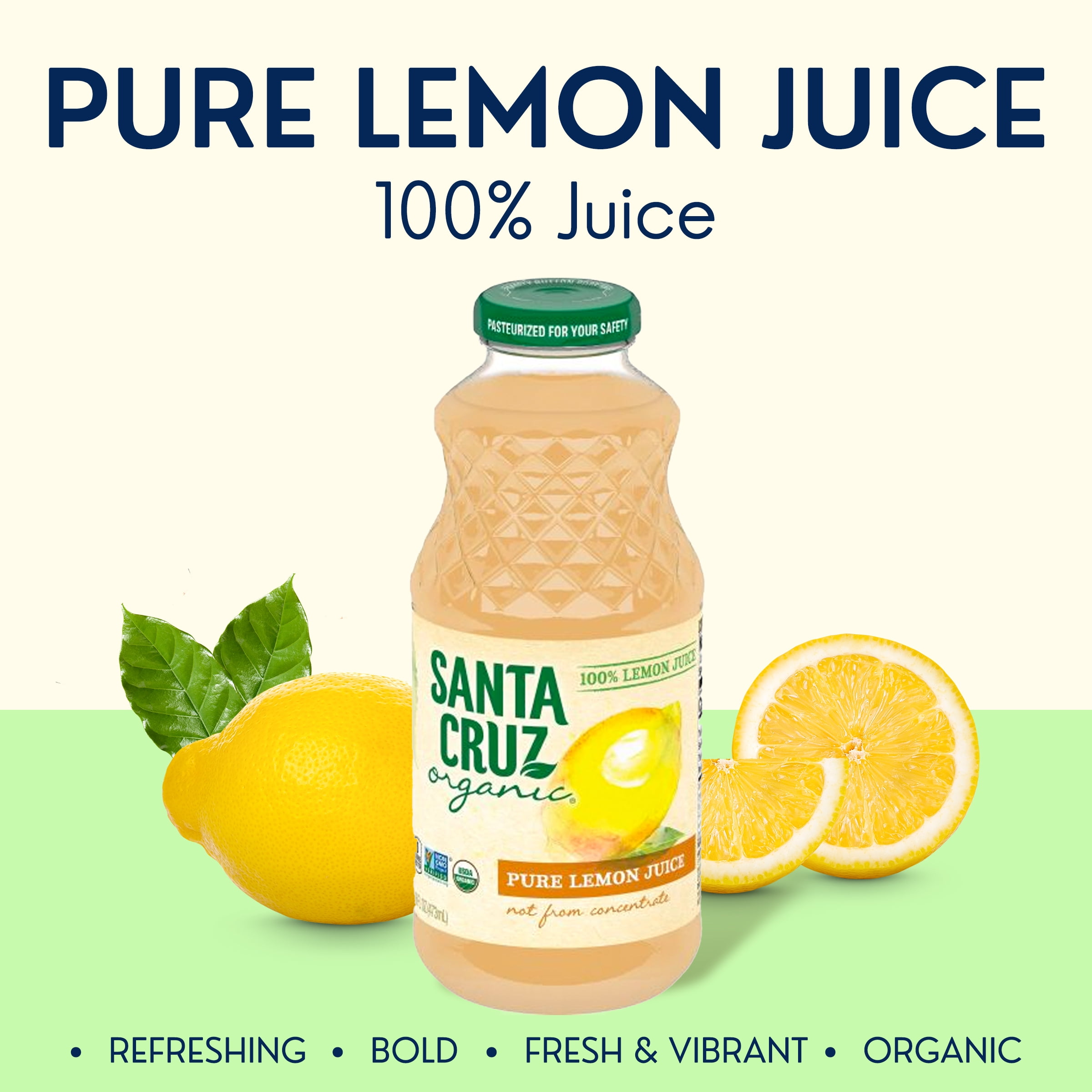 Santa Cruz Organic Pure Lemon Juice, Non-GMO Certified Organic (16 fl oz) 33468