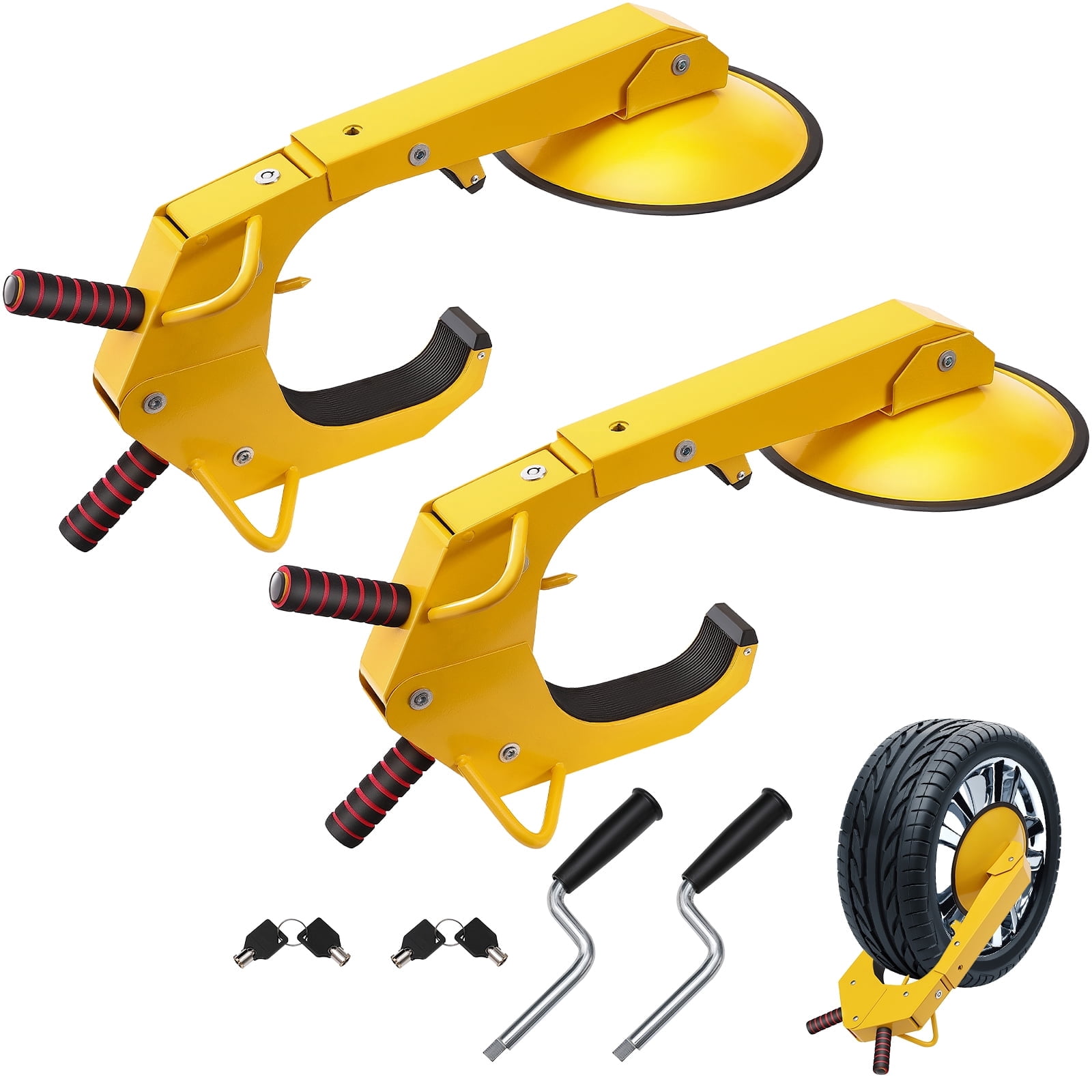 VEVOR Heavy-Duty Anti-Theft Wheel Lock Clamp (Yellow, 2-Pack, Fits 6.3 in to 15 in Tire Width) 8c4mg