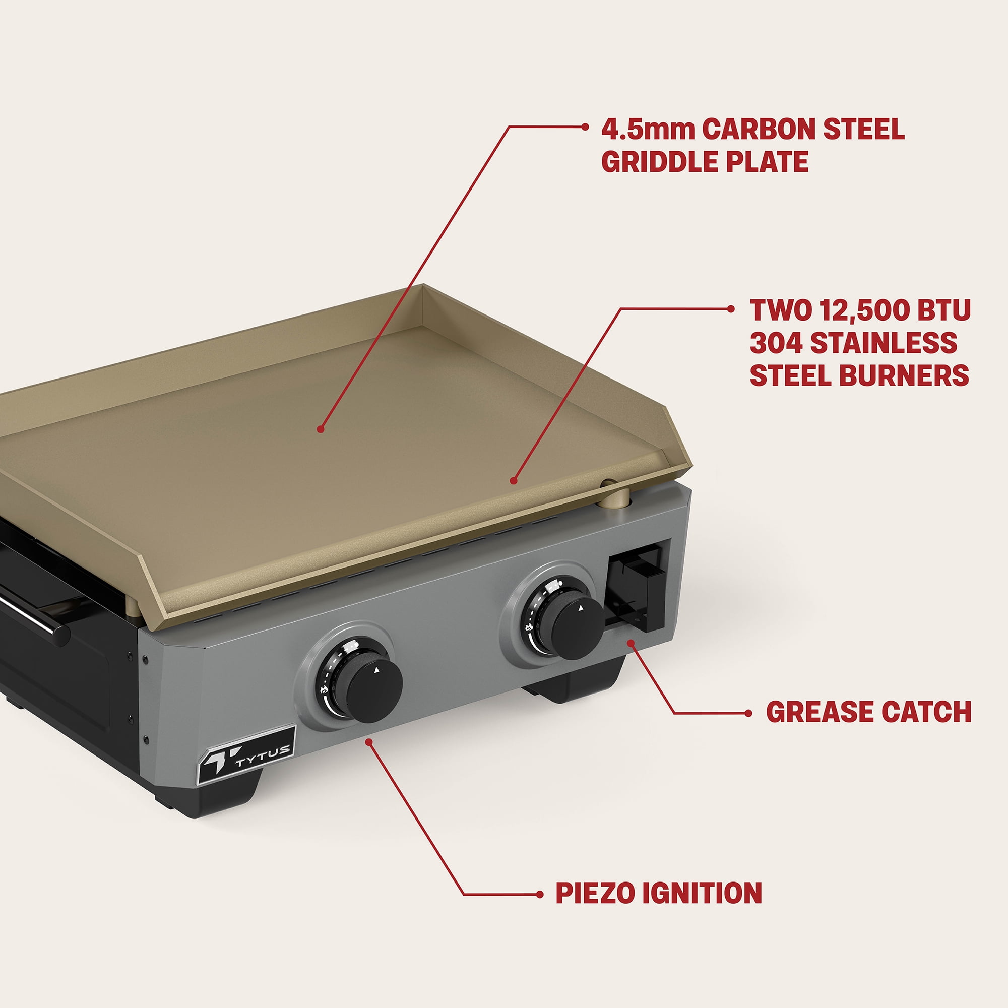 TYTUS Emberwood 2-Burner Outdoor Griddle (Grey, 22 in) 1a005
