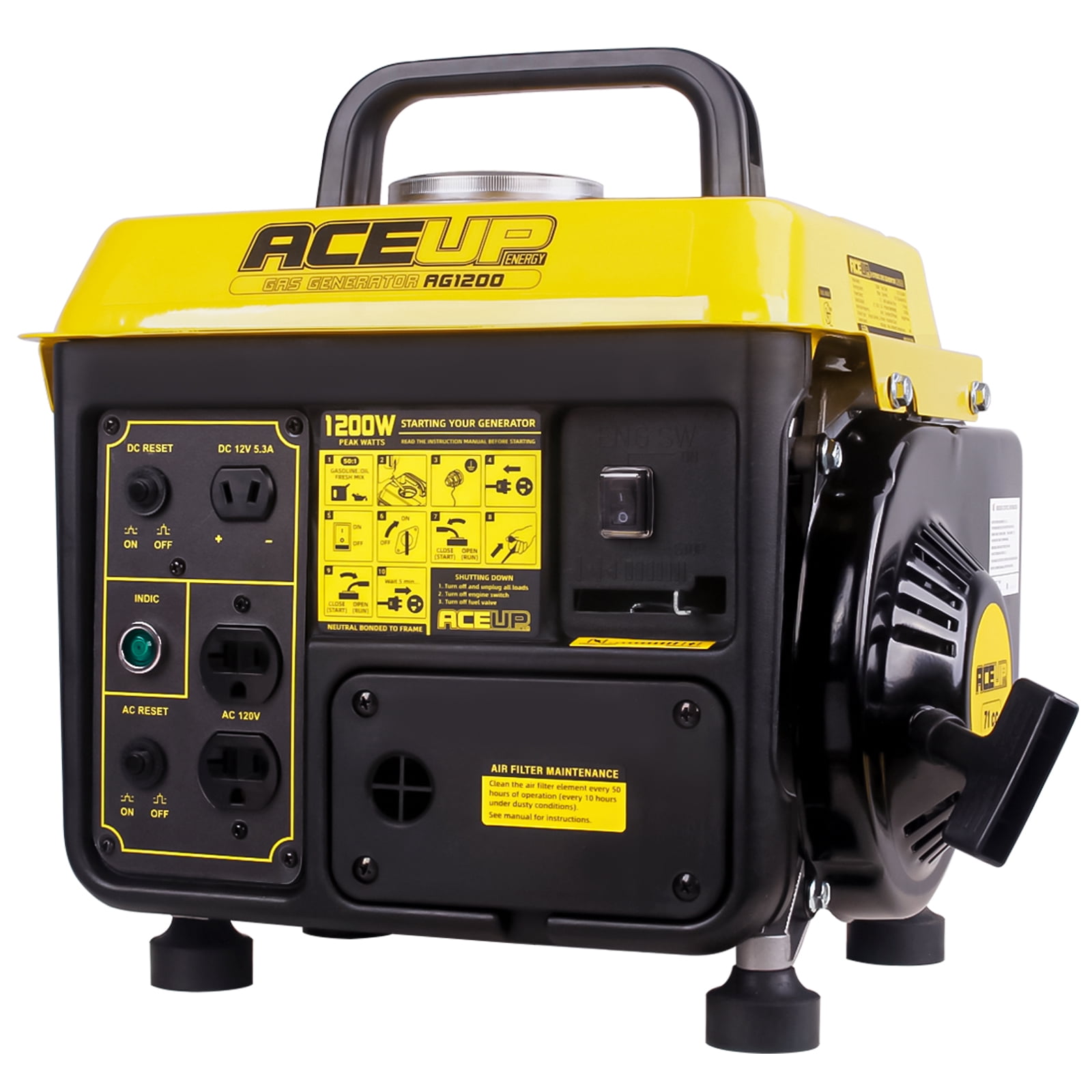 Aceup Energy 1200W Portable Gas Powered Generator for Camping and RV (1200W Peak, 35.3 lb) 5ffzs