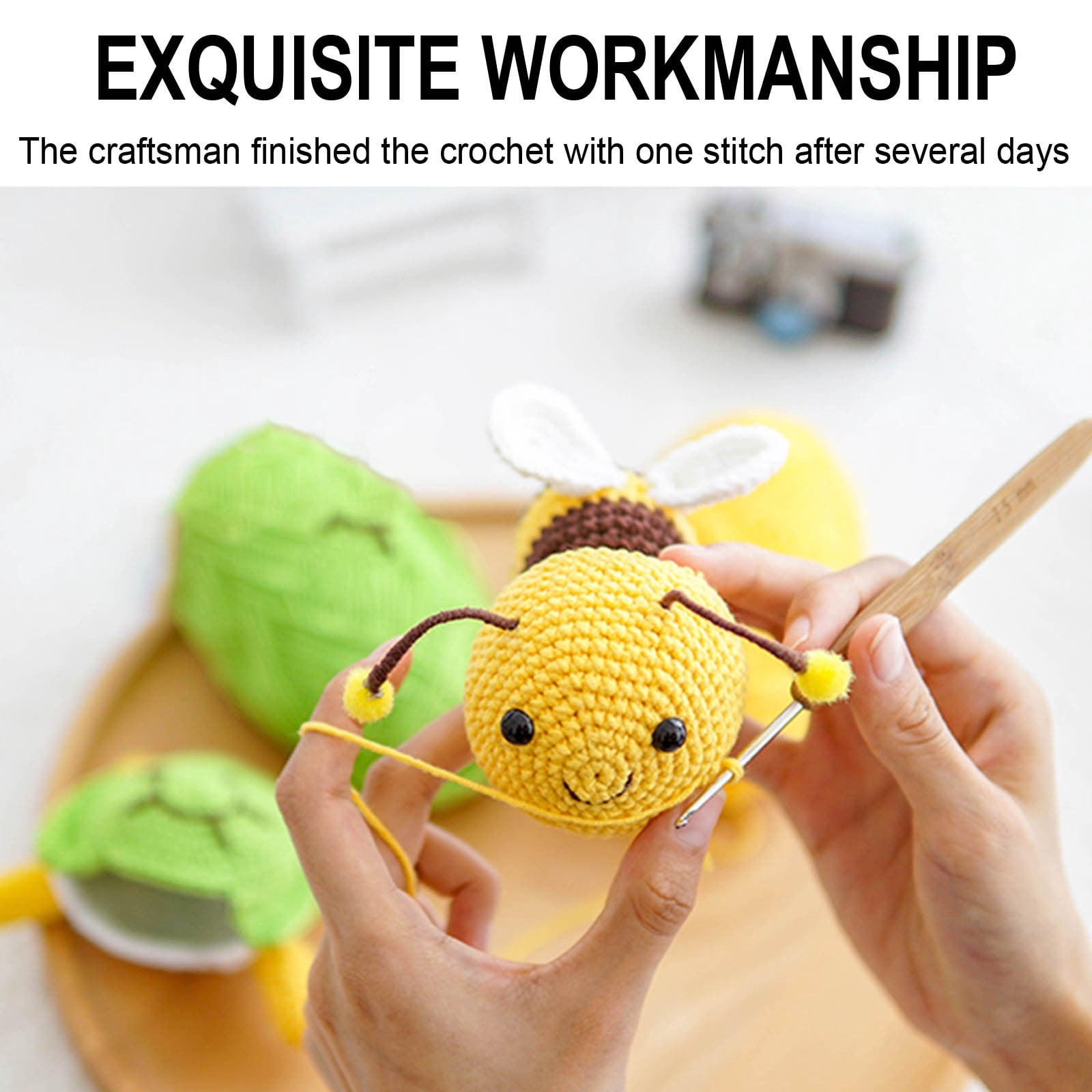 Kafsov DIY Turtle Bee Crochet Kit for Beginners and Experts (Green, 1 Set) jszxj