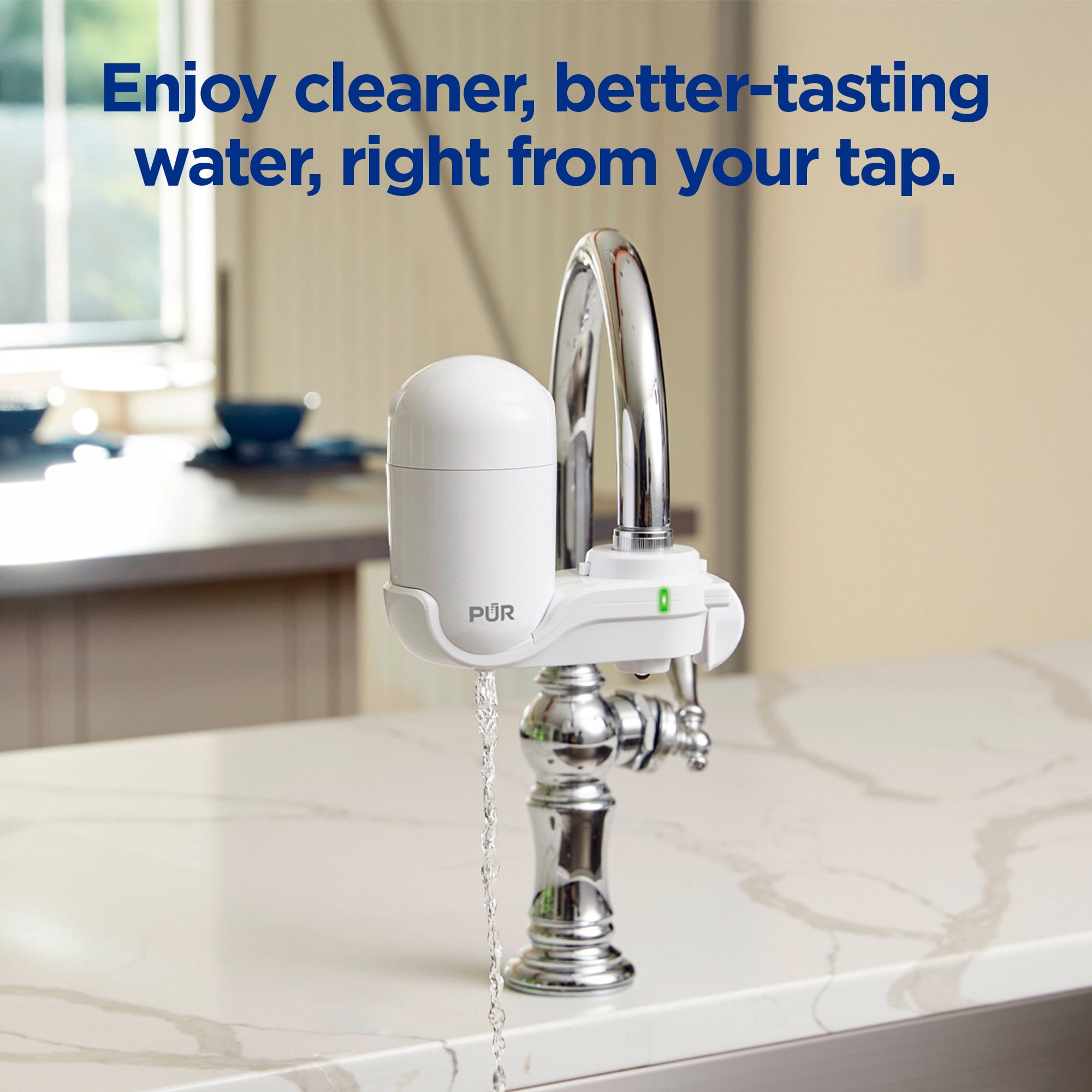 PUR Faucet Mount Water Filtration System, Vertical Water Filter for Kitchen Sink (White, 1 Pack) sa901