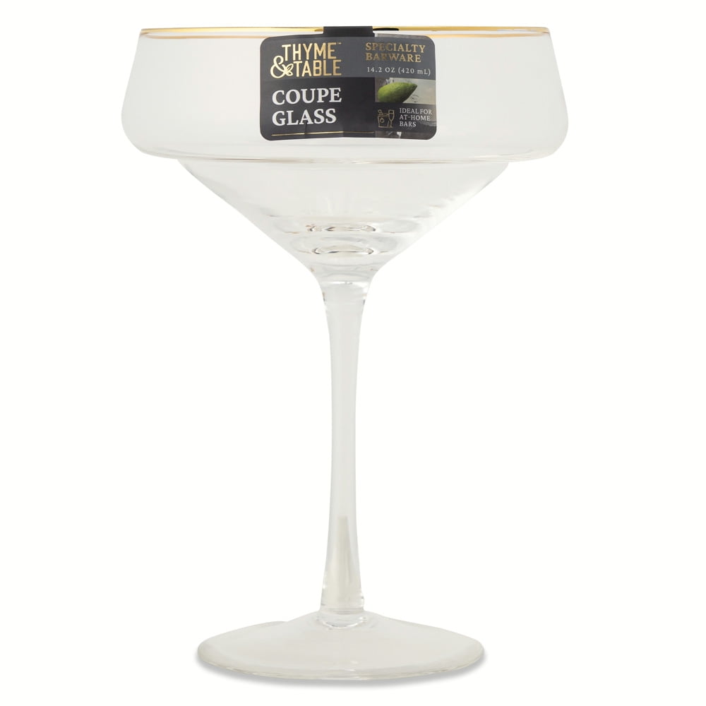 Thyme & Table Coupe Cocktail Glass with Gold Rim (Clear, 14 fl oz) imj1x
