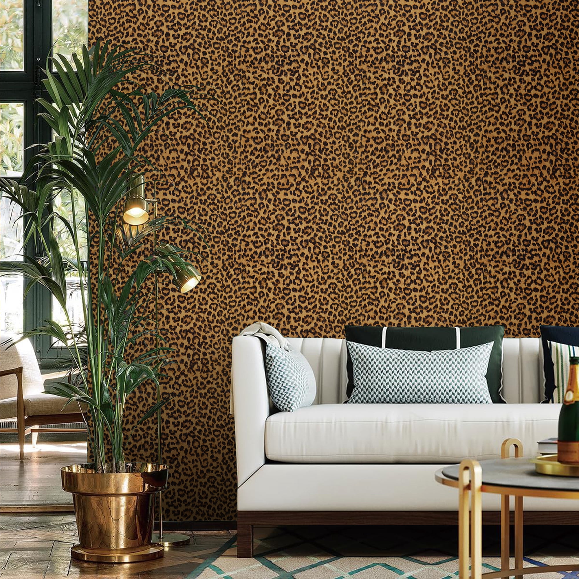 UMIGGEE Leopard Print Peel and Stick Wallpaper, Removable Self-Adhesive Contact Paper for Bedroom and Bathroom (Yellow, 15.7-in x 118-in) qkckd