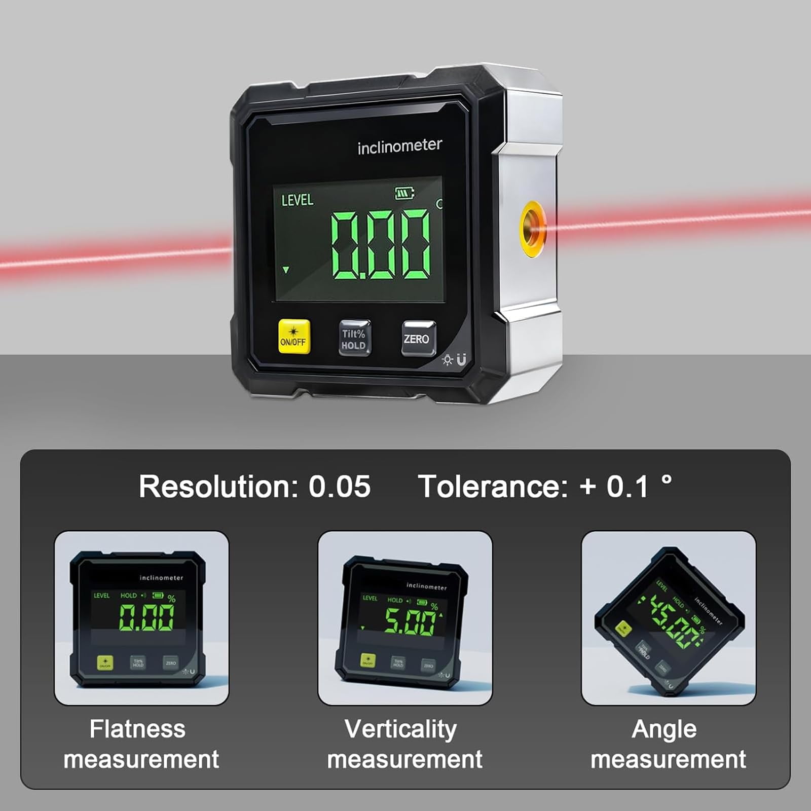 FEHNAG Digital Angle Finder Magnetic Electronic Level Gauge (Grey, 2.2 in x 2.2 in x 1.2 in) n6a2t