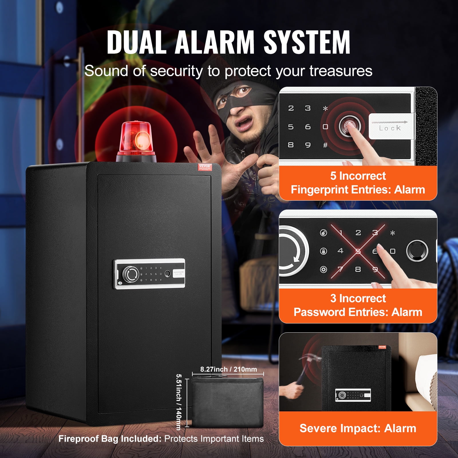 VEVOR Security Safe Box with Fingerprint Lock and Digital Keypad (4.0 cu.ft, Black) 40kwi