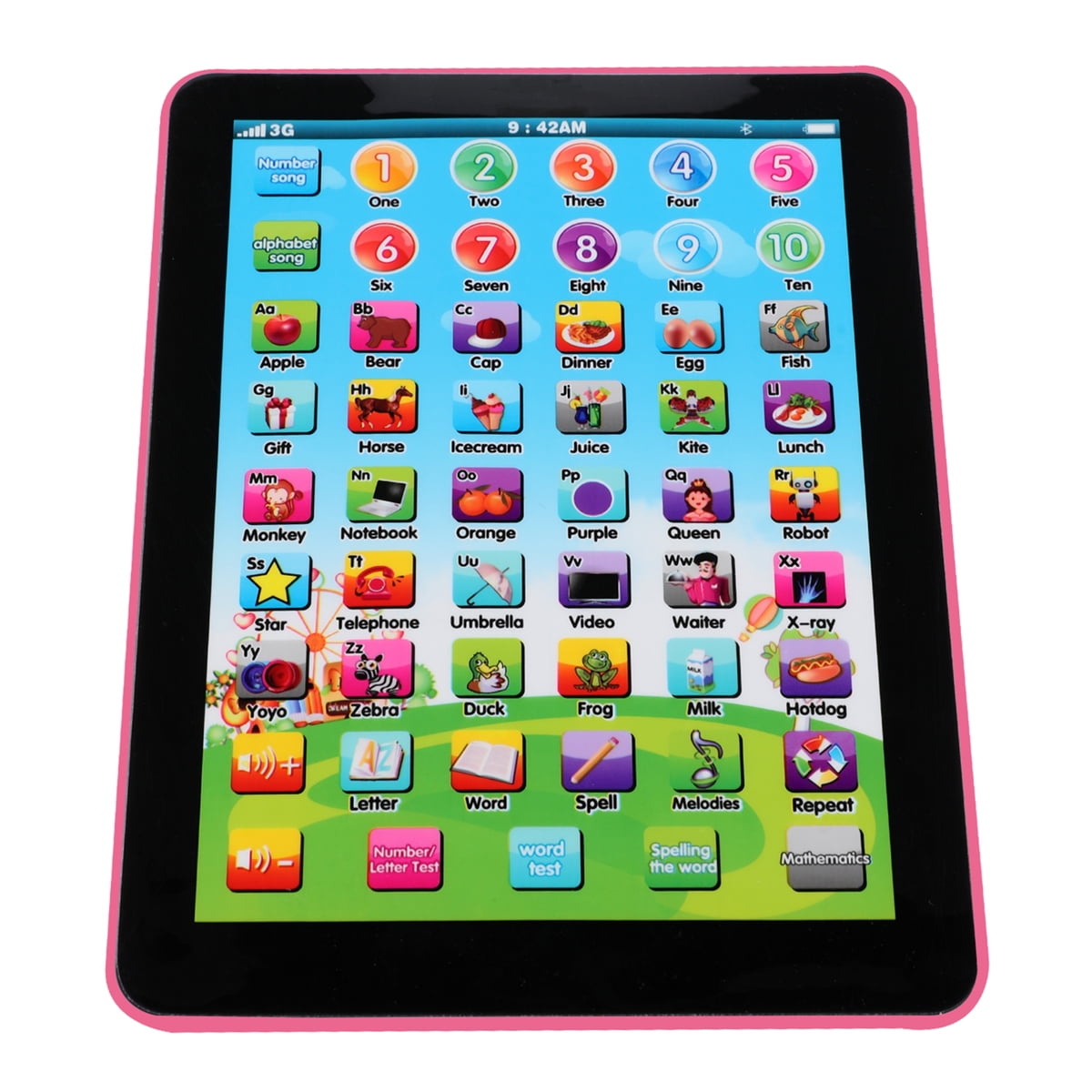 BFVV Kids Educational Learning Tablet Interactive Electronic Toy for Toddlers (Pink, 9.5 in x 7.5 in) j4cnu