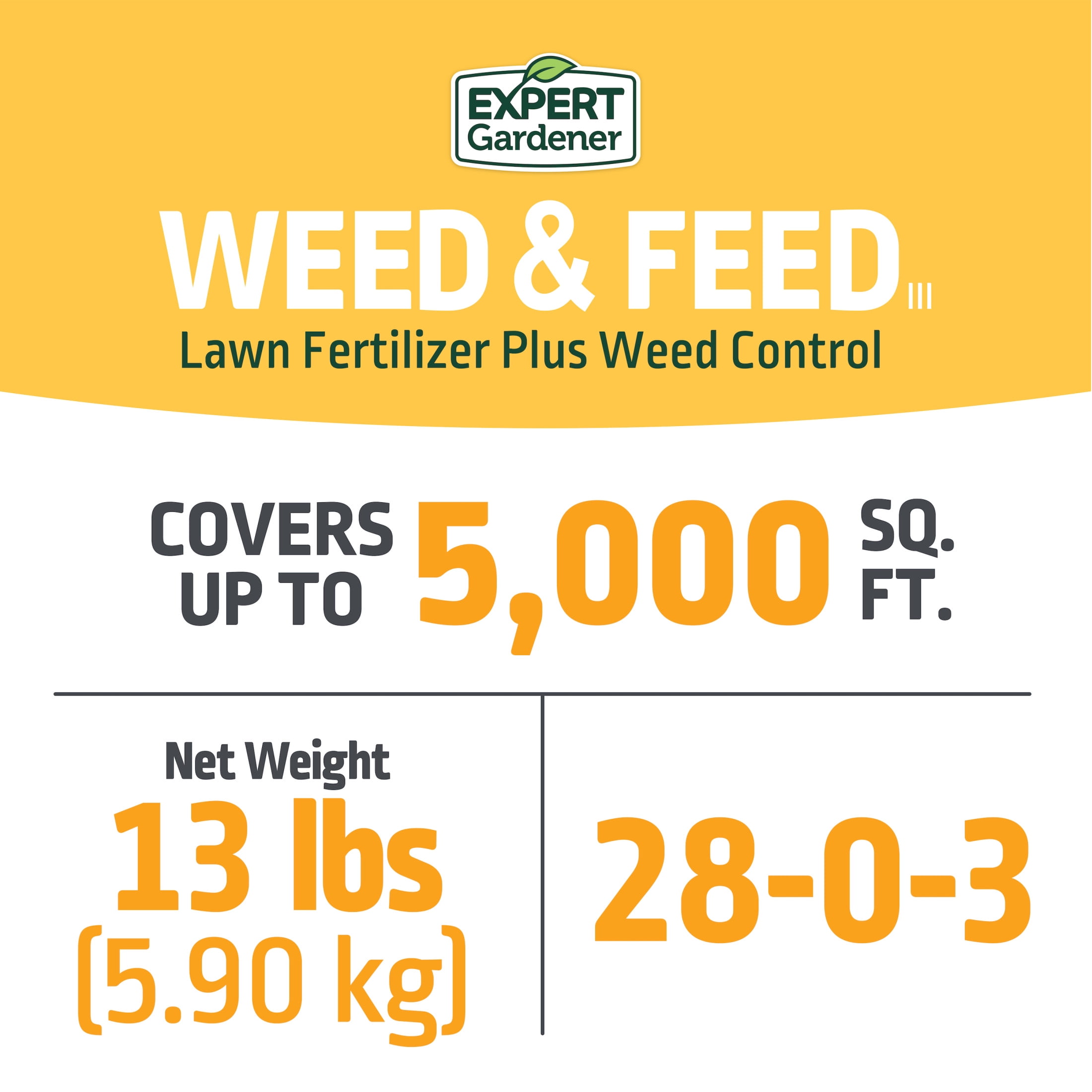 Expert Gardener Weed and Feed Fertilizer 28-0-3, Lawn Care Treatment (13.2 lb) m57c0