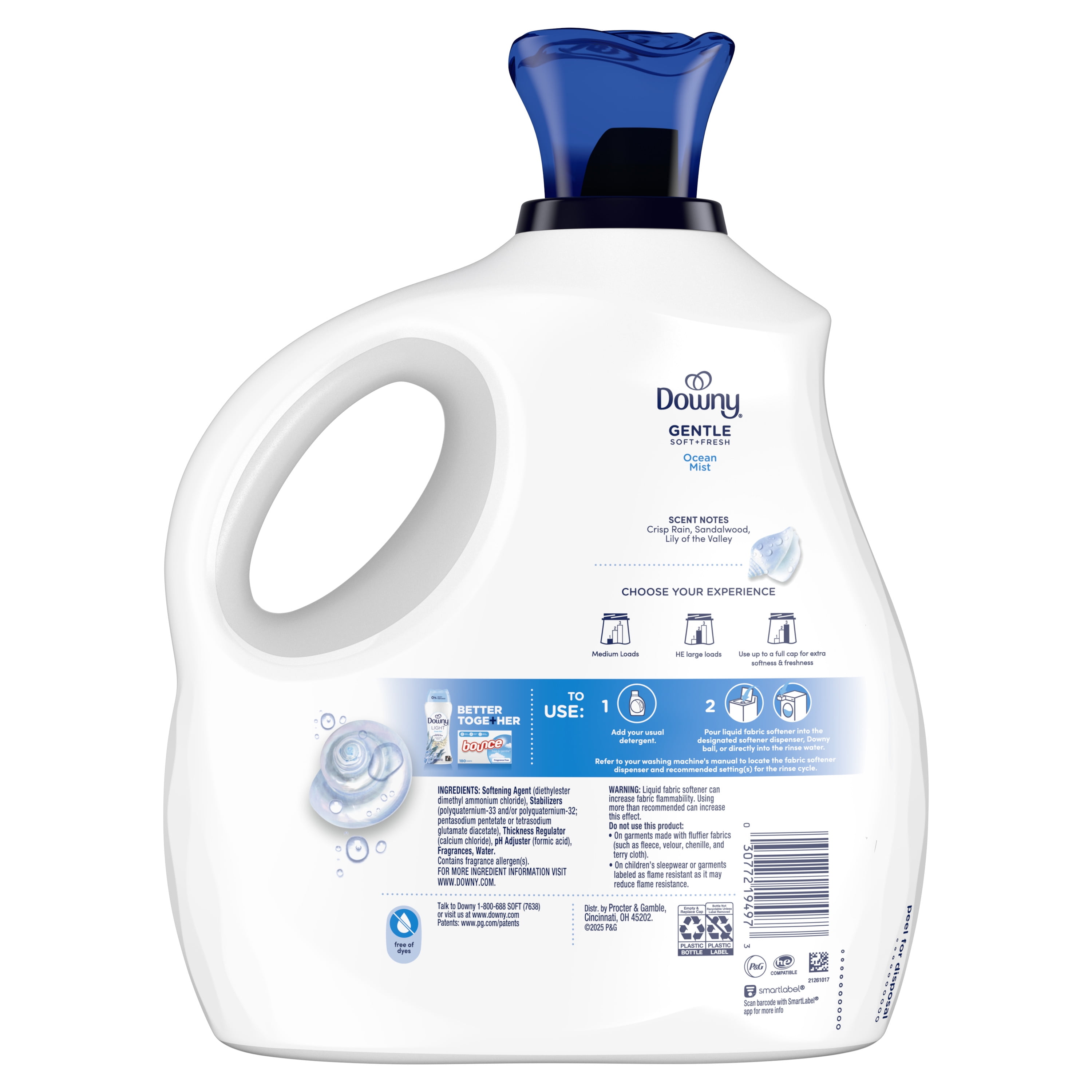 Downy Gentle Soft + Fresh Liquid Fabric Softener, Ocean Mist Scent (93 fl oz, 138 Loads) mxioi