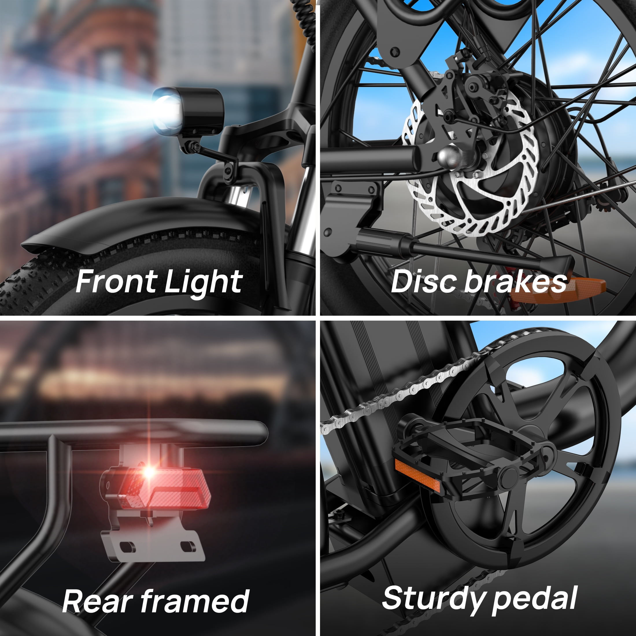 UrLife 3.0 Fat Tire Electric Bike, 750W Motor, 48V 13AH Battery, 7-Speed Commuter E-Bike (Black, 20 in) jru3m