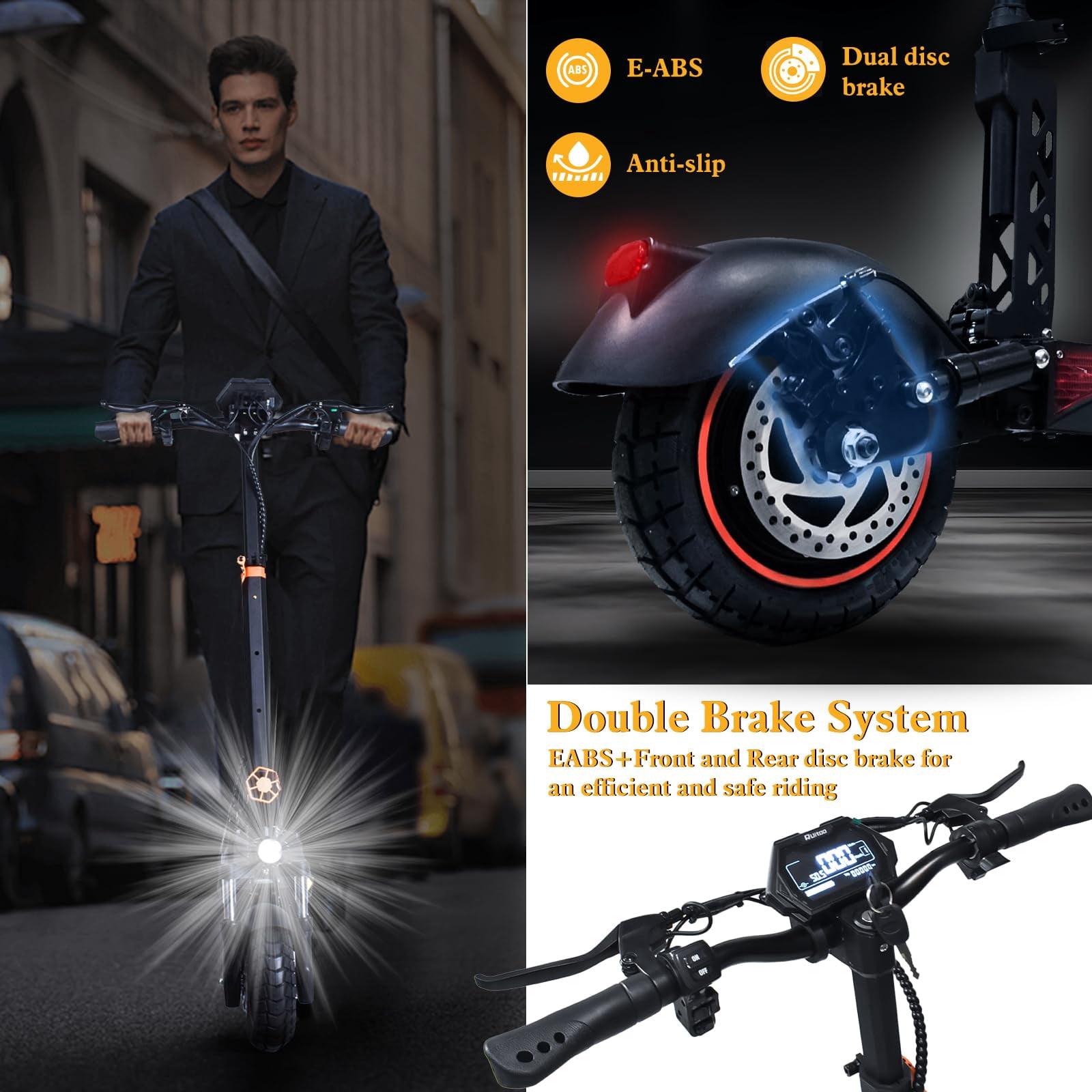 RubiQ Sports 800W Electric Scooter for Adults with Seat (Black, 264 lb Max Load) bdeku
