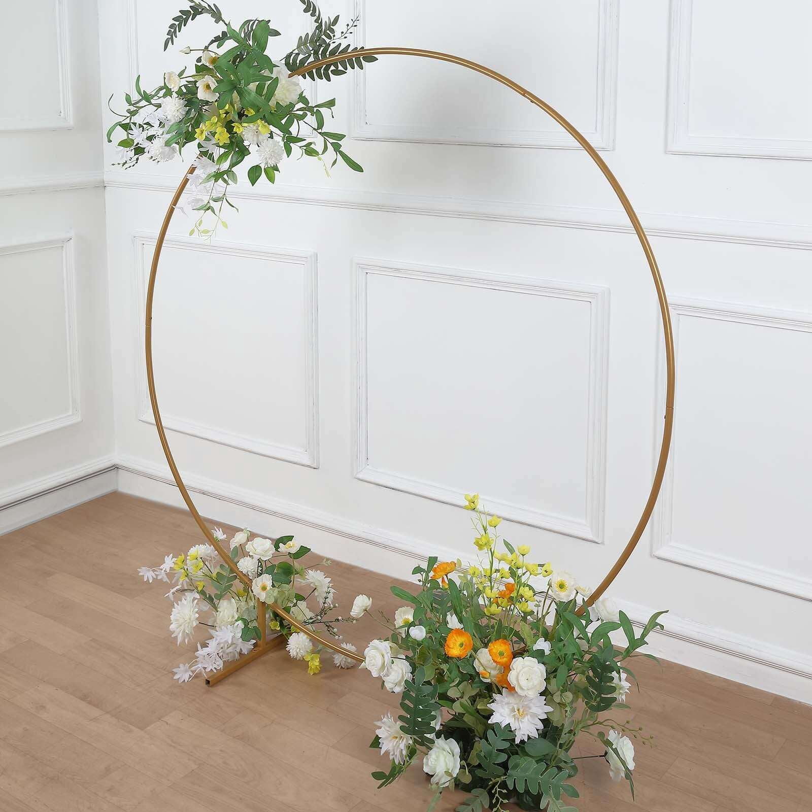 Efavormart 5ft Gold Metal Round Backdrop Stand for Wedding Arch and Party Decorations (Gold, 5ft) 75rjd