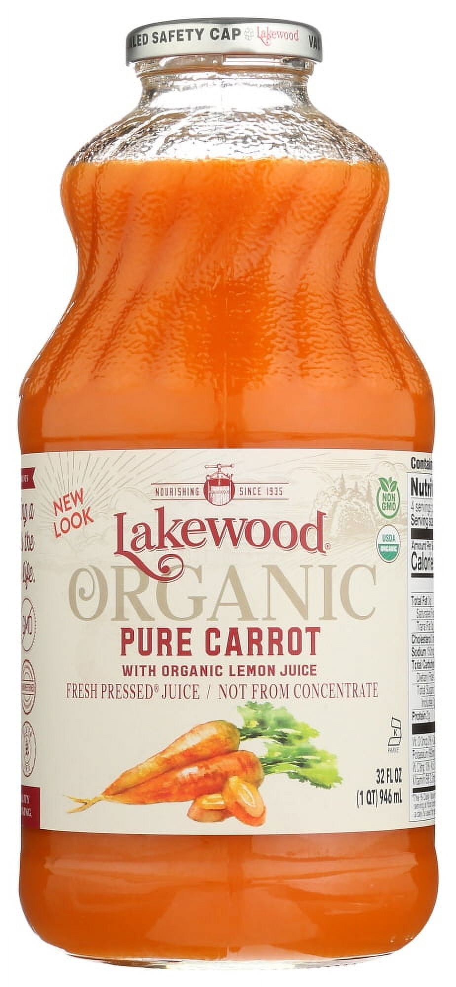 Lakewood Organic Pure Carrot Juice (Non-GMO, Cold-Pressed, 32 fl oz) bdj8c