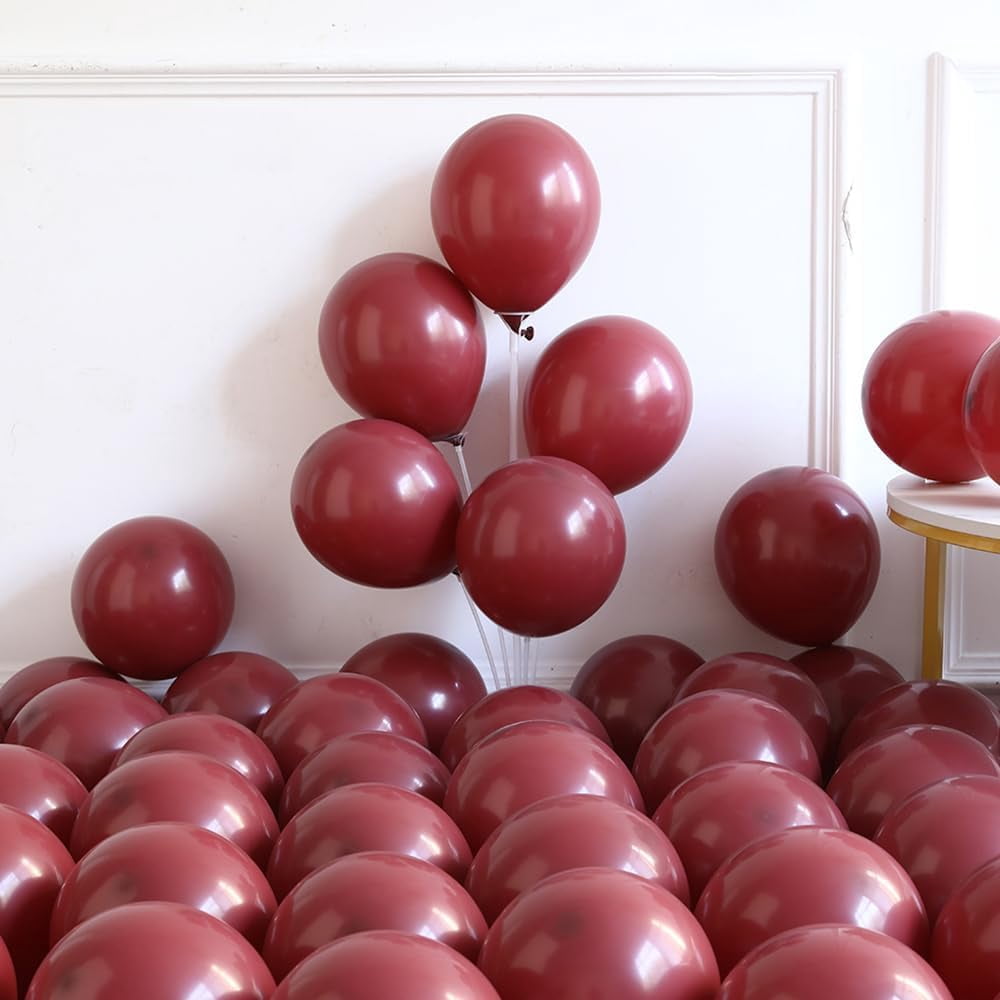 Generic Burgundy Balloon Arch Garland Kit (148 Pieces, Boho Burgundy Gold White Sand Latex Balloon Set for Wedding Birthday Party) pp85n