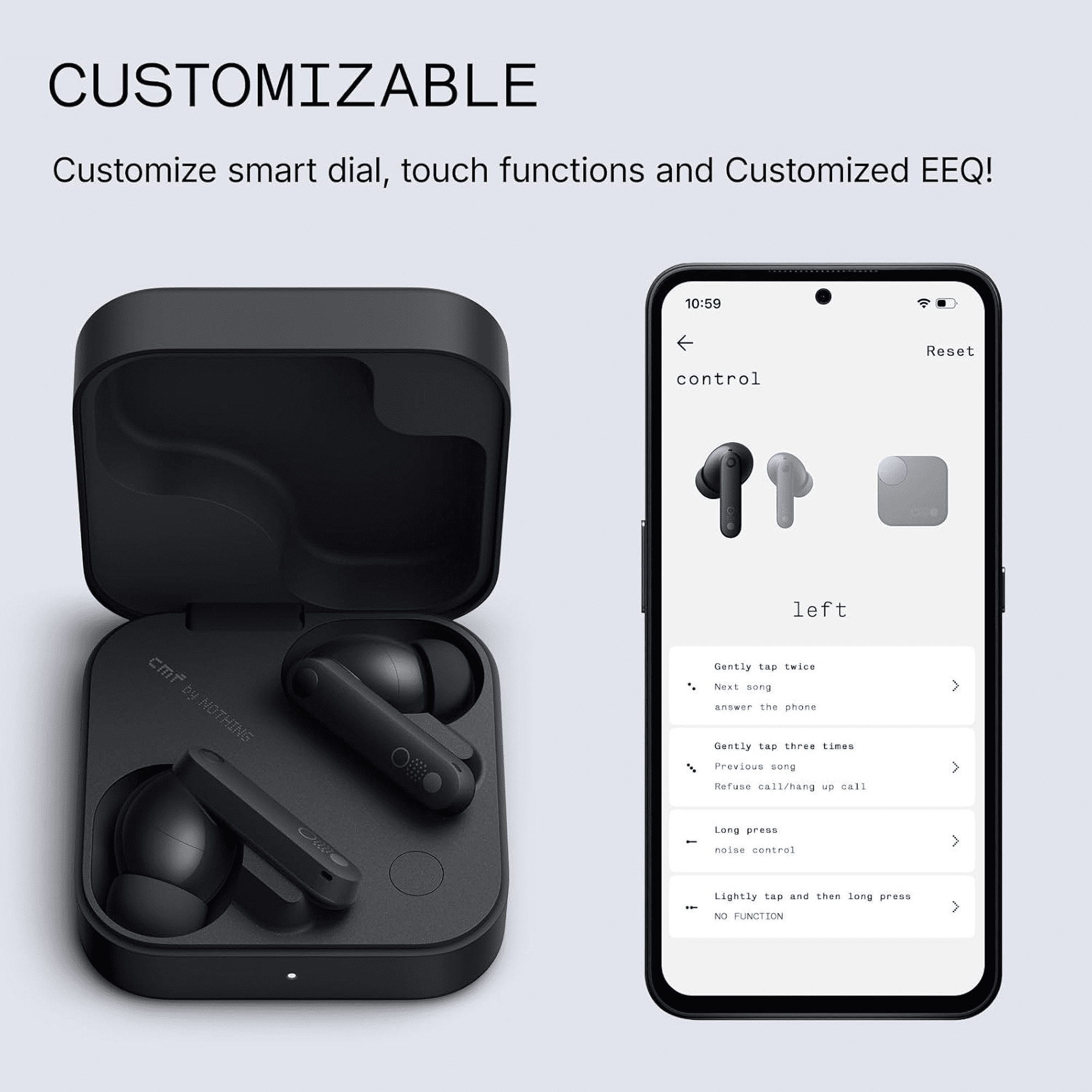 CMF by Nothing Buds Pro 2 Wireless Earbuds, Hybrid Active Noise Cancelling, Bluetooth 5.3, Hi-Res Audio, Smart Dial Control (Dark Grey) xt4vs