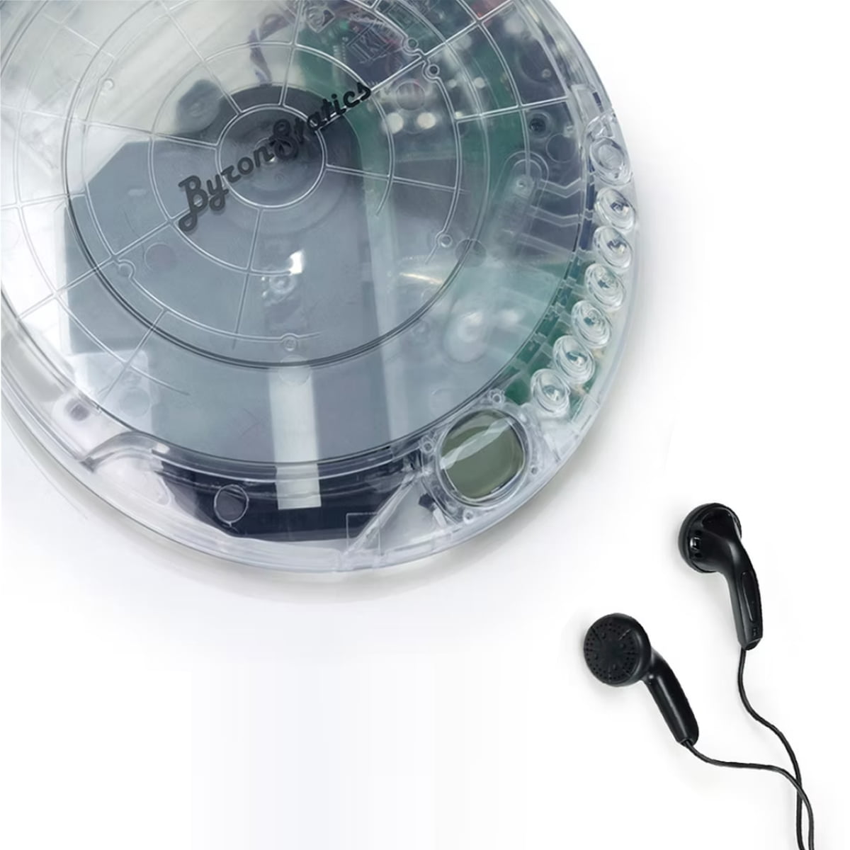 Byron Statics Portable CD Player, Personal Compact Disc Walkman with EQ Modes and Earbuds (Clear, 5.83 x 5.31 x 0.87 in) e5ys1