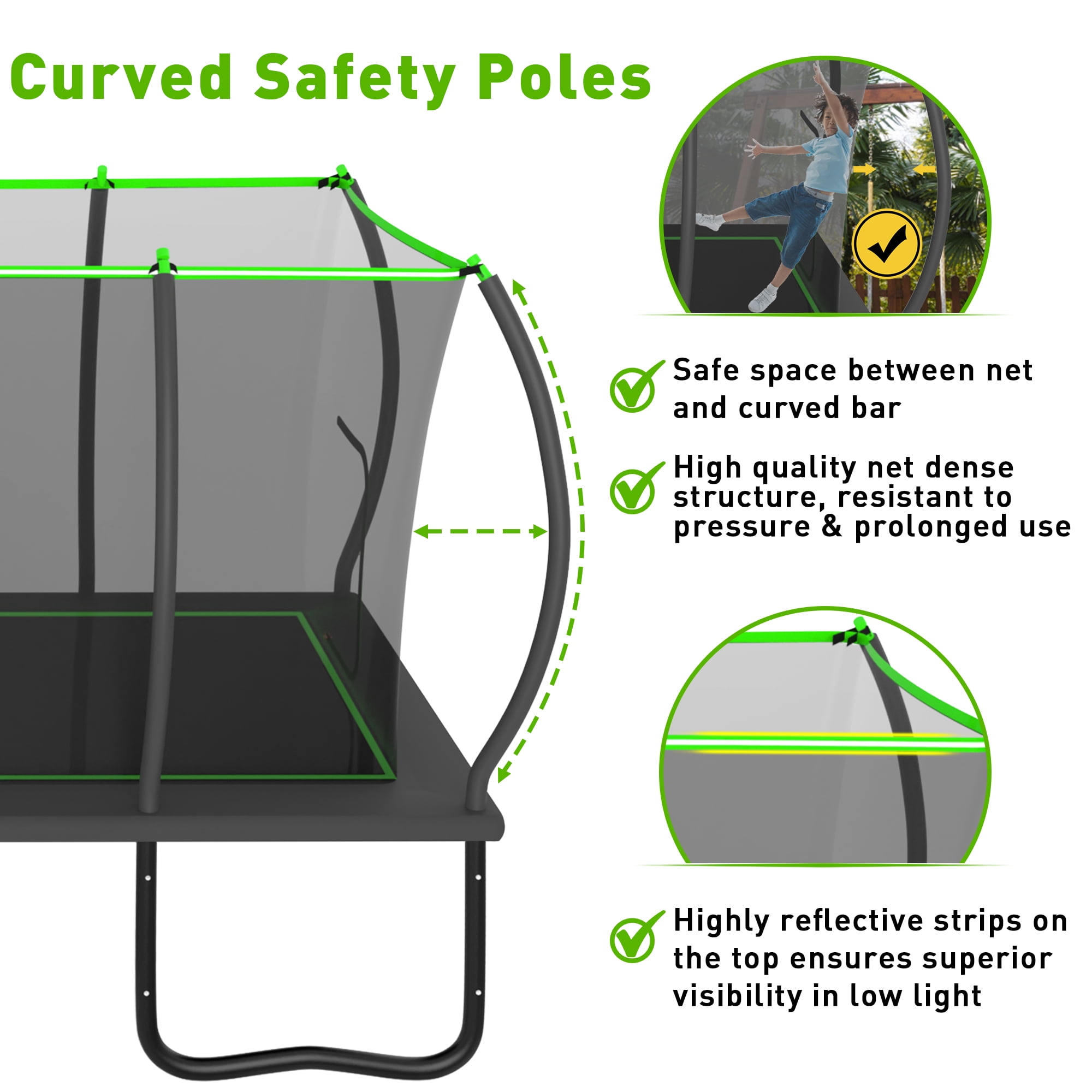 Jump Into Fun Rectangle Trampoline (Green, 8x14 ft) 8e0te