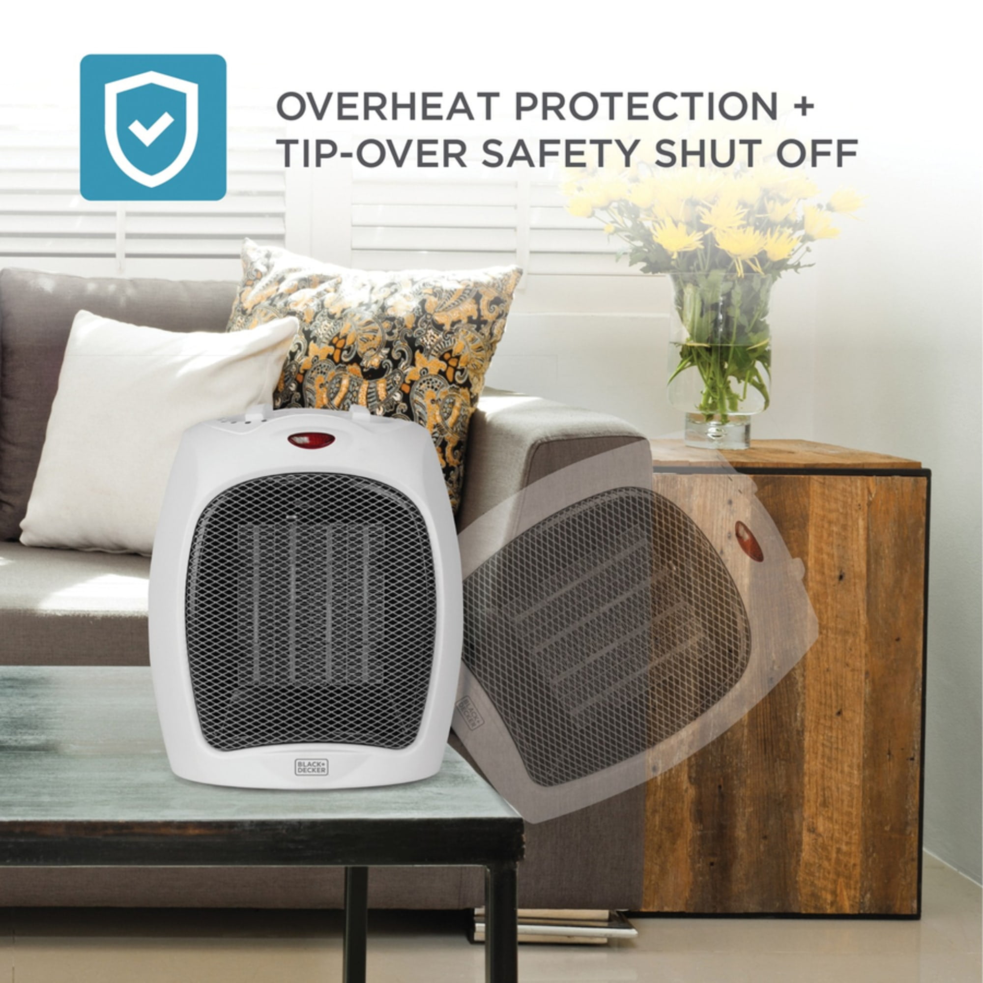 BLACK+DECKER Portable Ceramic Space Heater with Adjustable Thermostat (Black, 7.5 x 6.3 x 9.5 in) ism4p