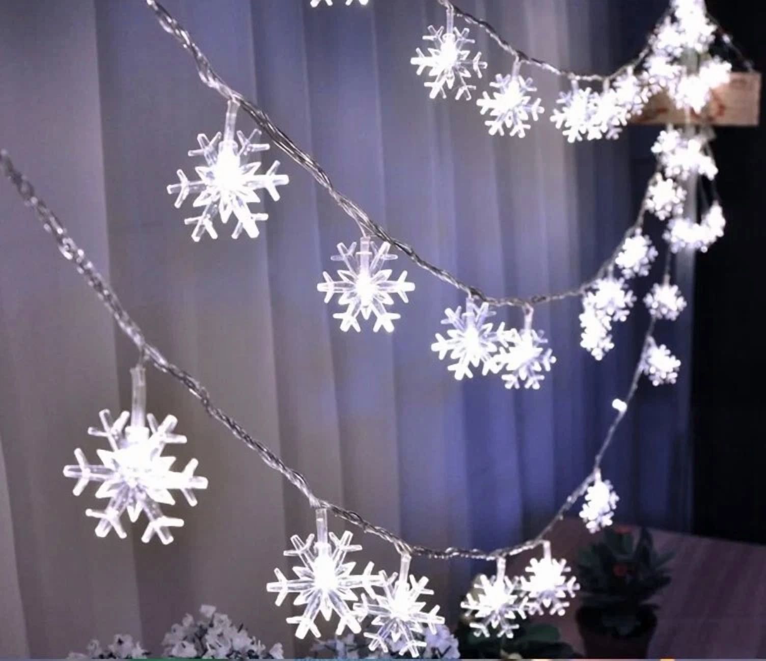 VAULT Snowflake Christmas LED String Lights Garland (Warm White, 10 ft) ikvd0