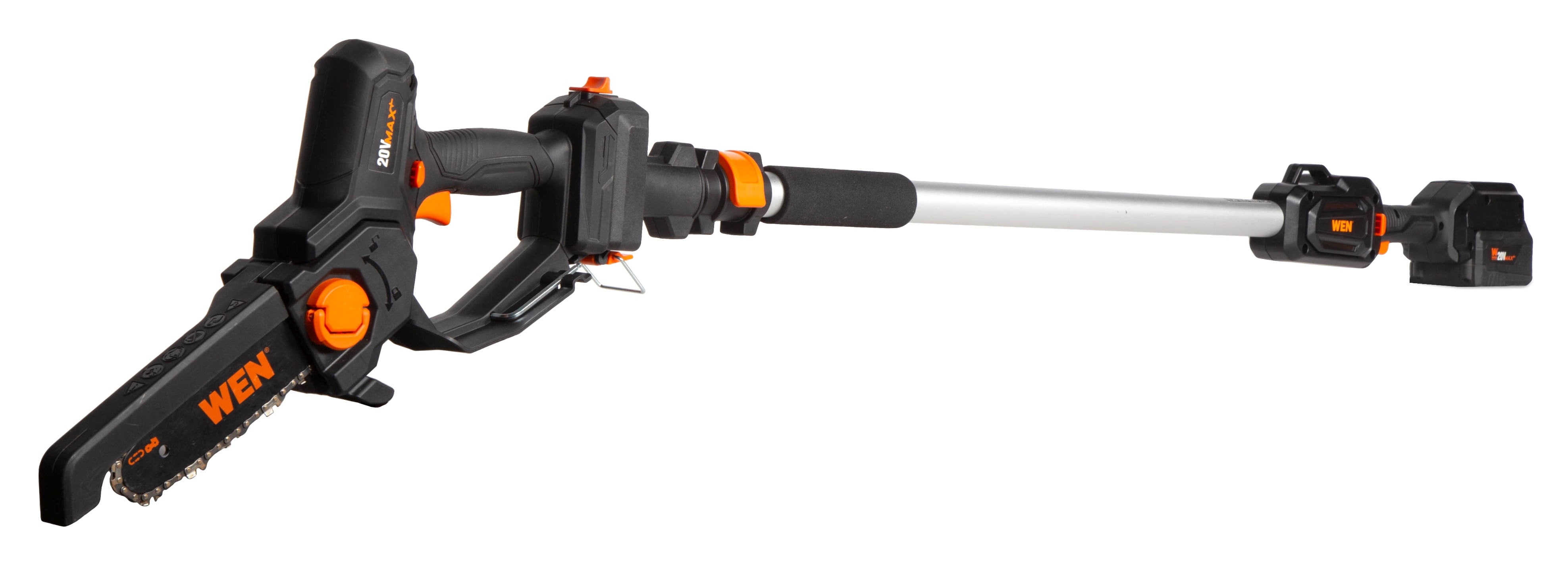 WEN 20V Max Cordless 2-in-1 Chainsaw and Pole Saw (6-inch, 12.3 ft Reach, 4Ah Battery and Charger) lmm3f