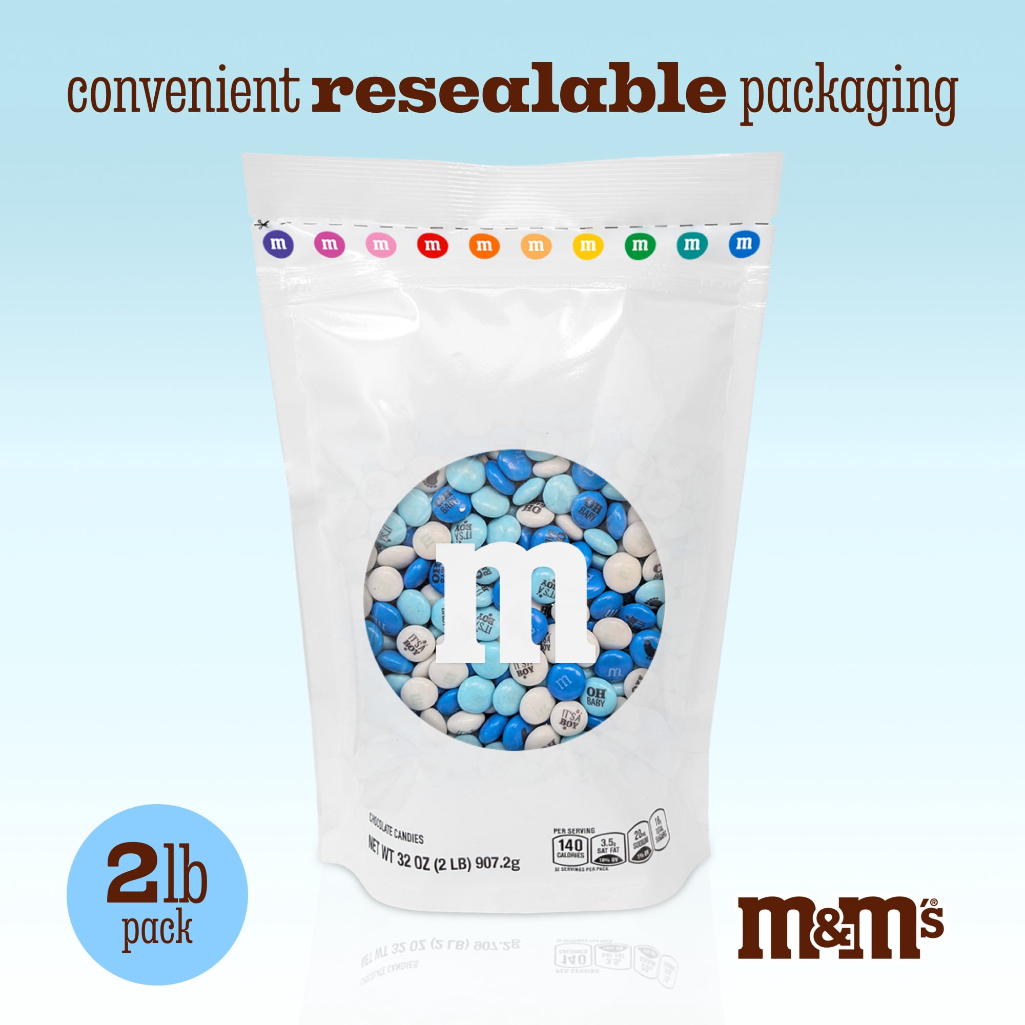 M&M'S Milk Chocolate Candy for Baby Shower and Gender Reveal (Blue and White, 2 lb) cqfaf