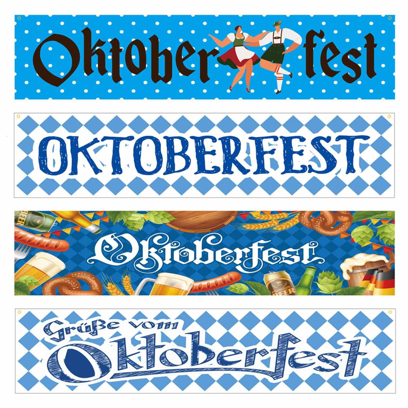 TIZUQE Oktoberfest Hanging Banner Flag (Blue and White Plaid, 1 Pack) rde1p
