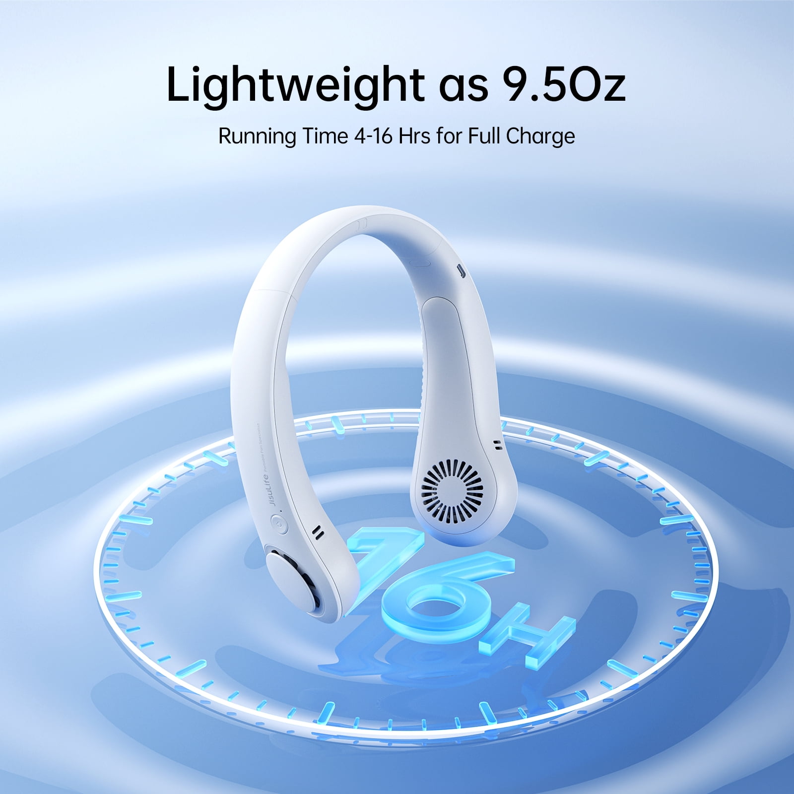 JISULIFE Portable Neck Fan, Rechargeable Wearable Cooling Fan, Bladeless Hands-Free Design, 5 Speeds, Lightweight (White, 9.1 oz) hhgfa