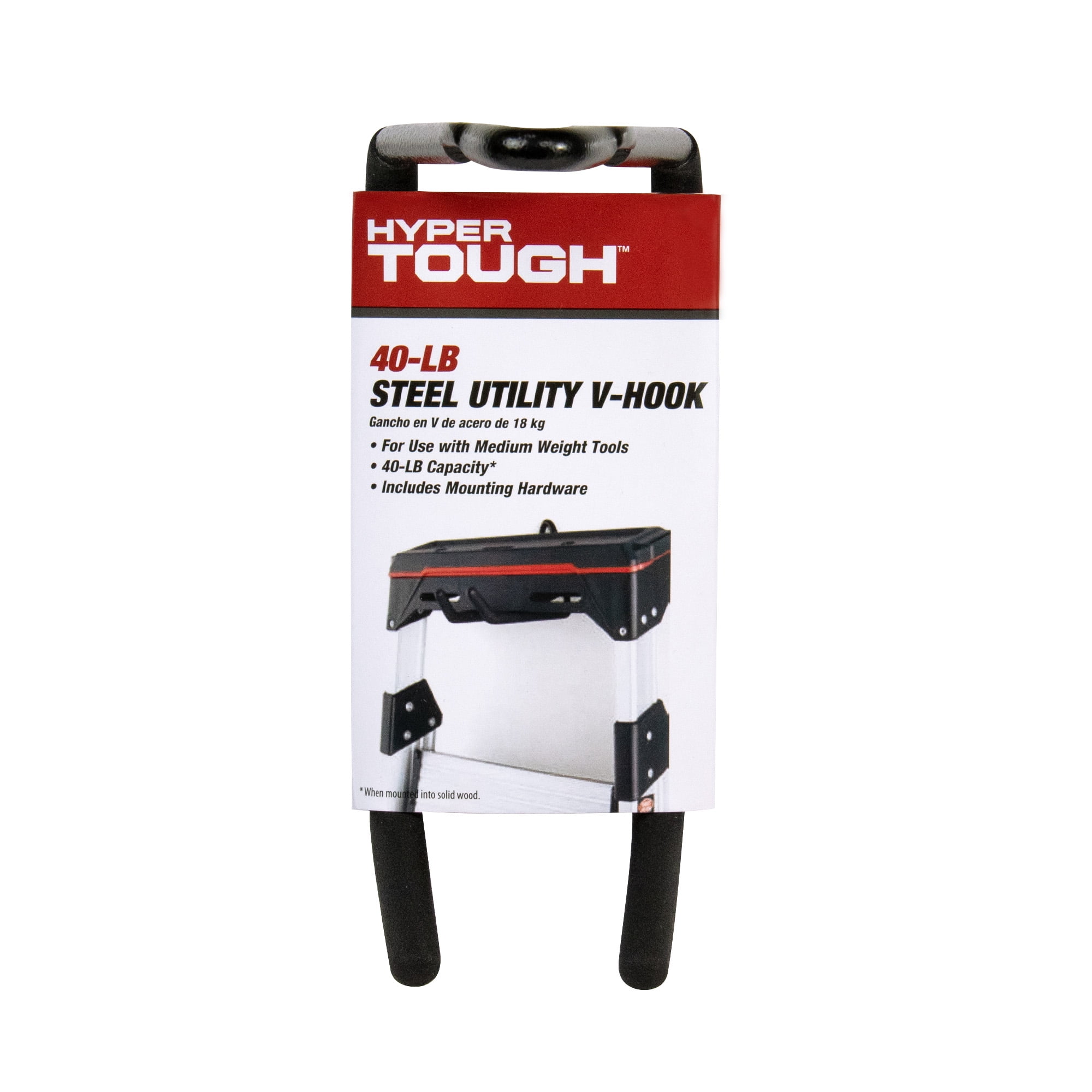 Hyper Tough Steel Utility V-Hook Heavy-Duty Wall Mount Storage Organizer (Black, 3 in x 4.3 in x 7 in) vr1h8