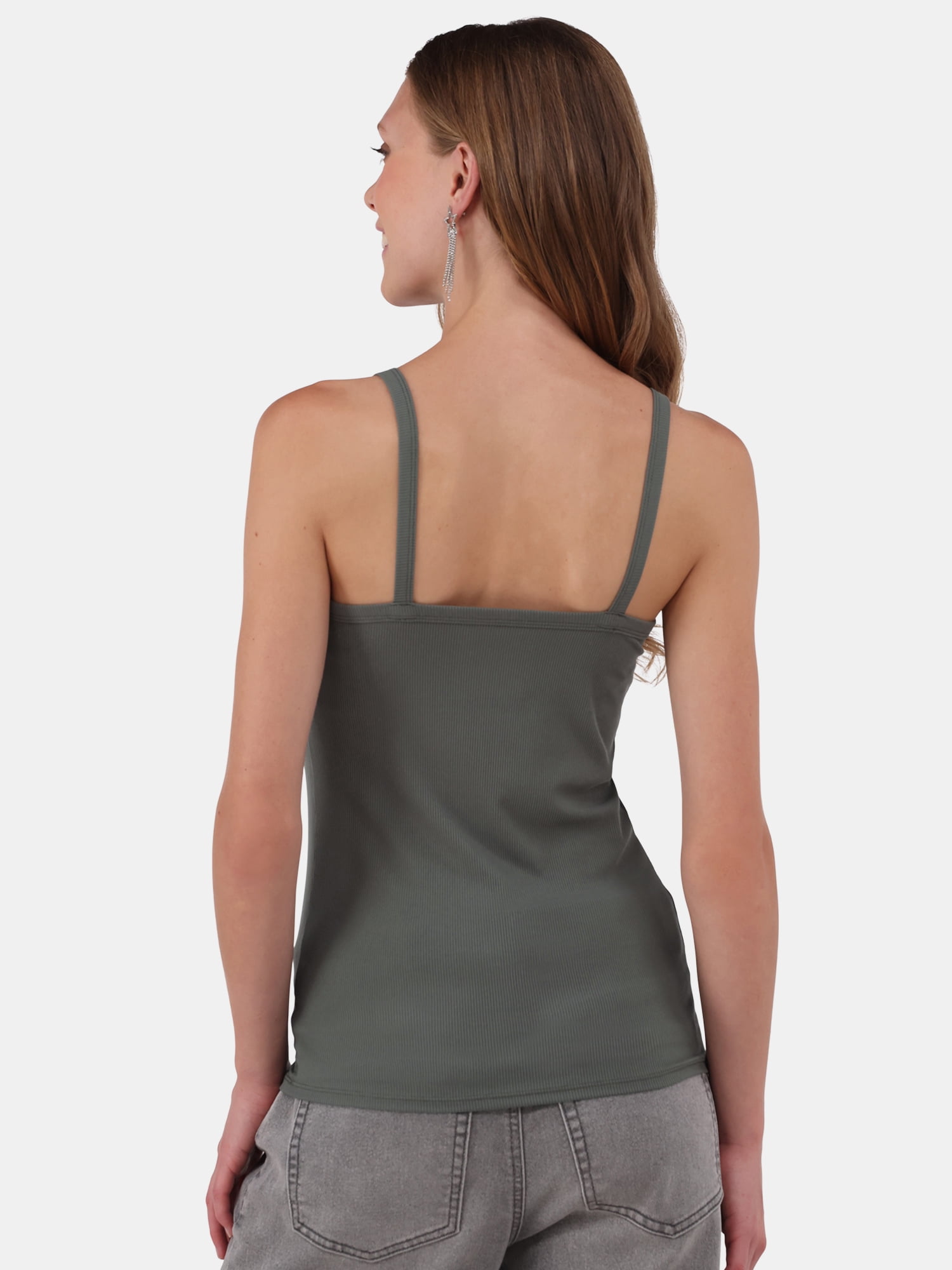 No Boundaries Women's Ribbed Cami Top (Green, XXS-XXL) yrosi