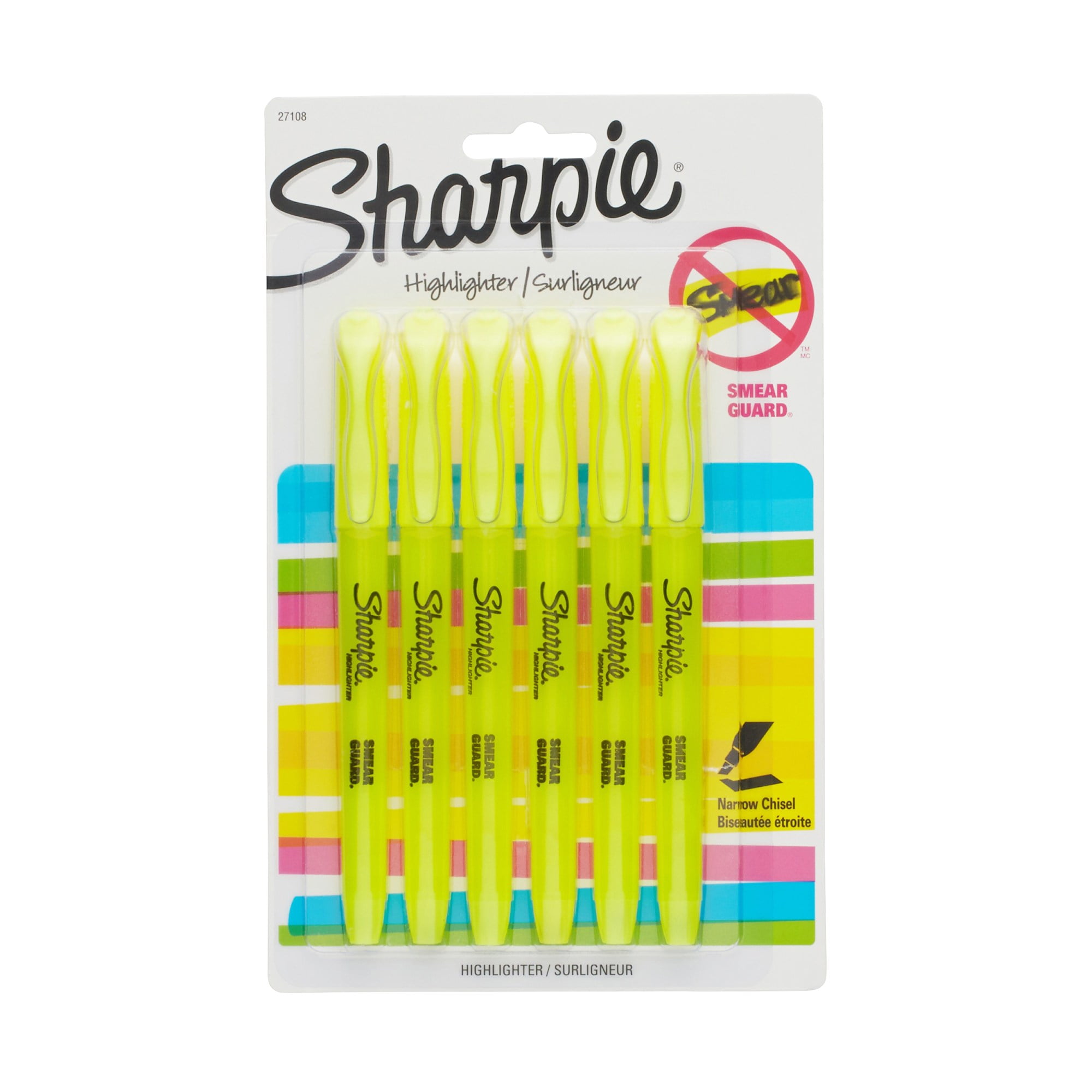 Sharpie Accent Pocket Highlighters, Chisel Tip, Quick-Drying Ink (Yellow, 6 Pack) k3fbe