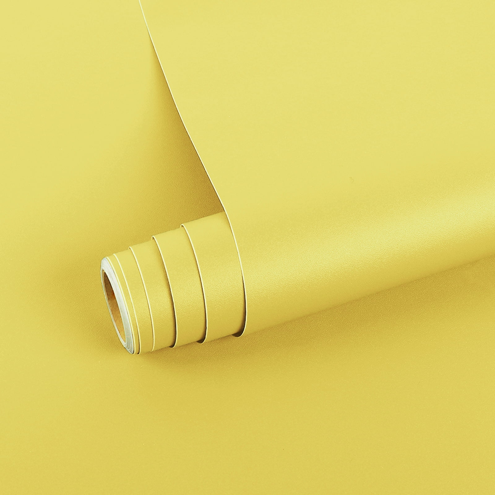 VEELIKE Solid Yellow Contact Paper Peel and Stick Wallpaper for Furniture and Walls (Yellow, 15.7 in x 118 in) 8ehhv