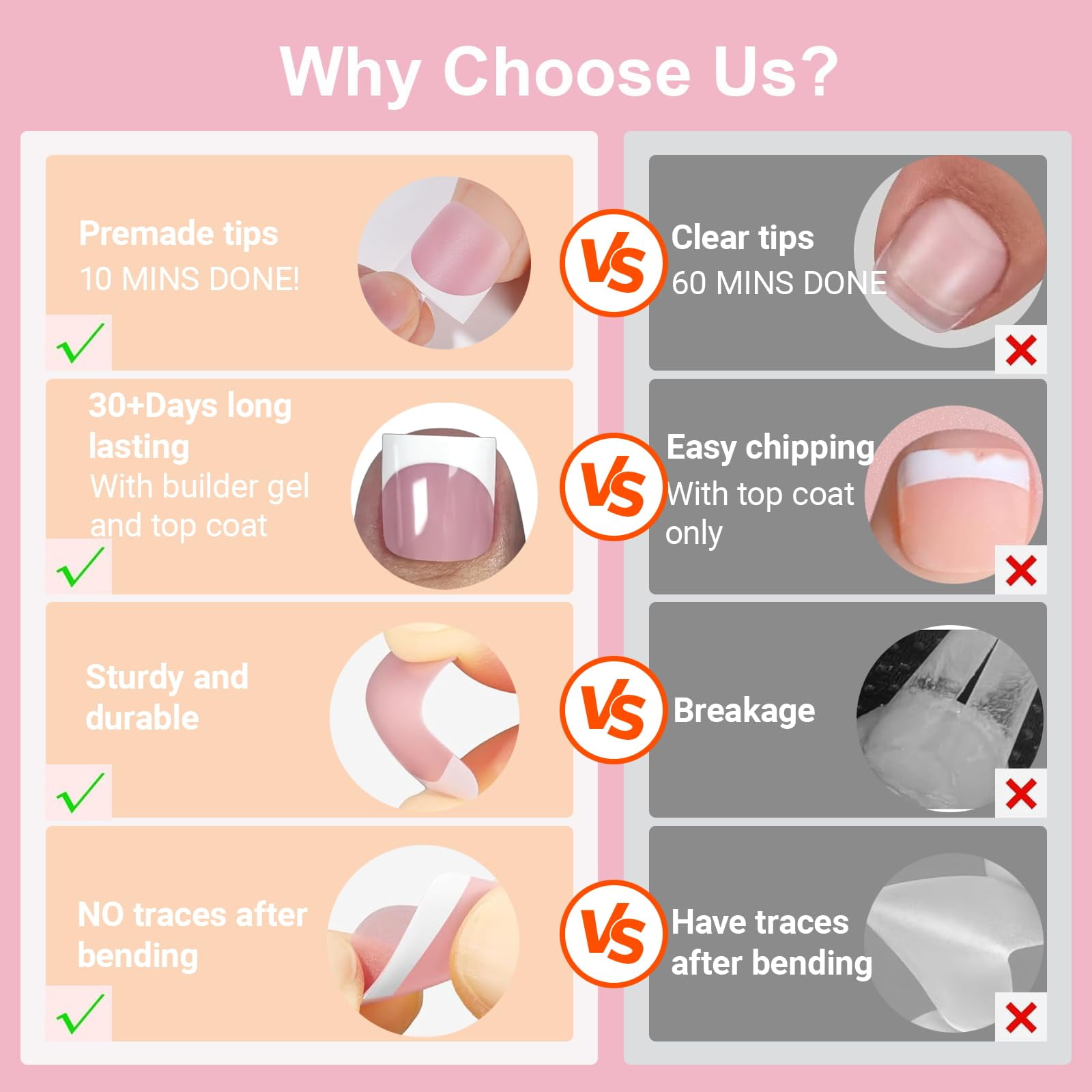 Frevar French Tip Press-On Toenails, Square Soft Gel Full Cover False Nail Extensions (Berry Pink, 150 Pieces) i2xdl