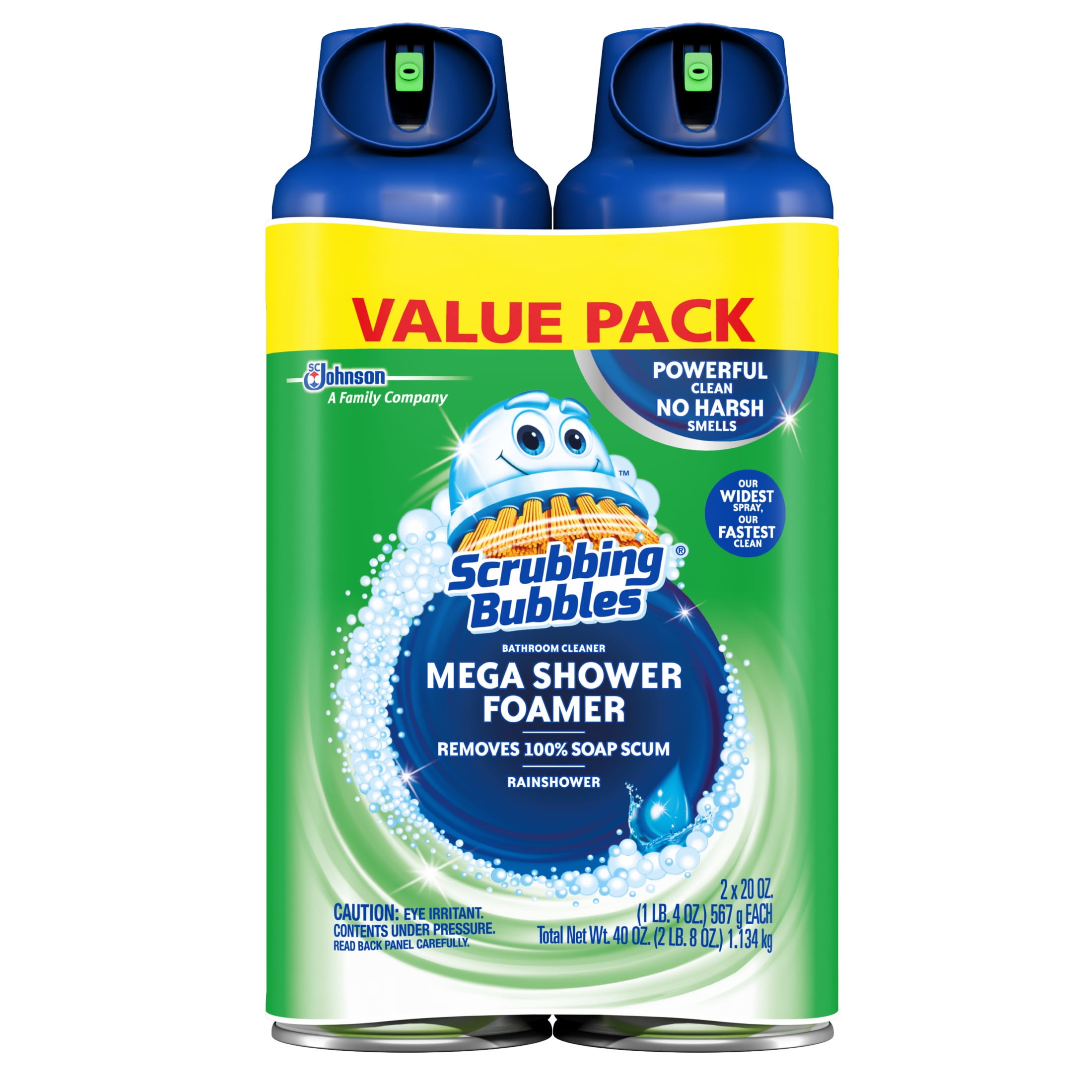 Scrubbing Bubbles Mega Shower Foamer Bathroom Disinfectant Cleaner, Rainshower Scent (20 oz, 4 Pack) gj8p7