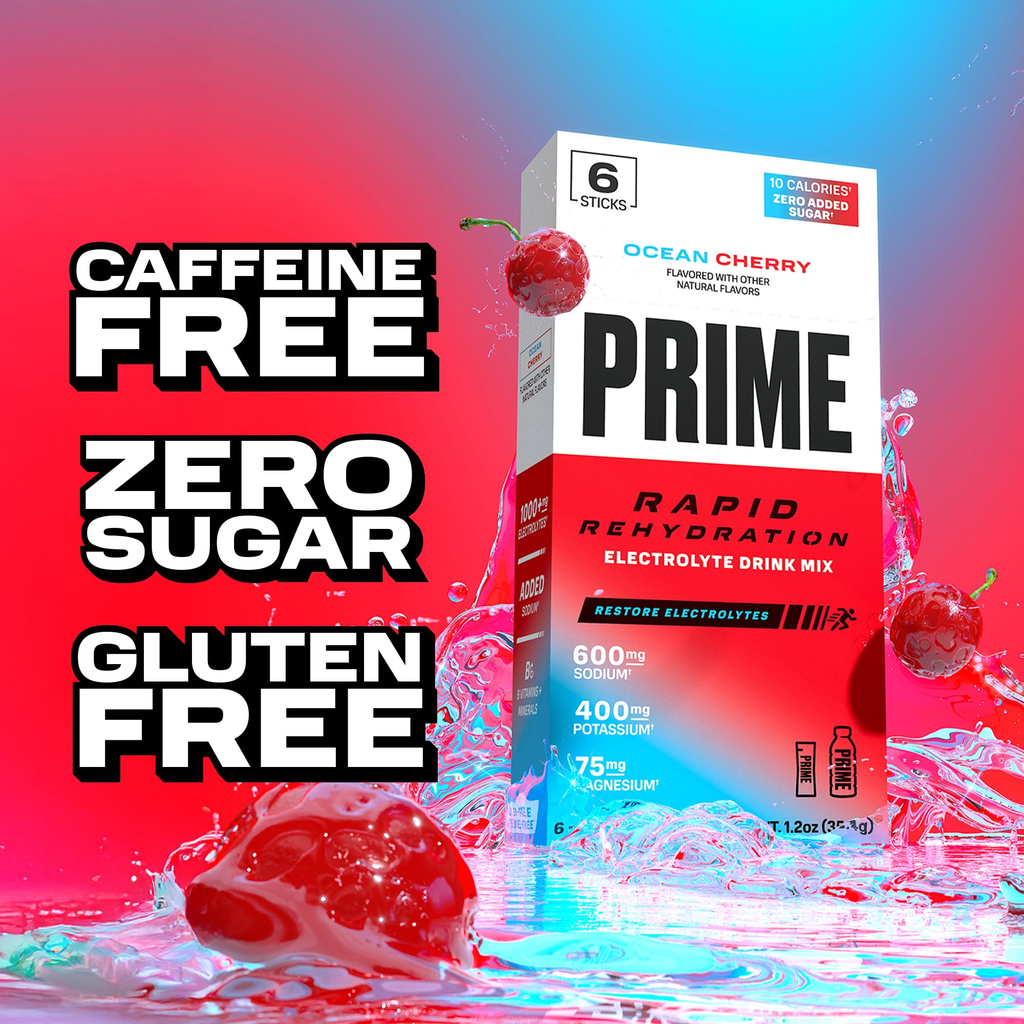 PRIME Rapid Rehydration Electrolyte Powder Sticks, Ocean Cherry (6 Count) dnv4o