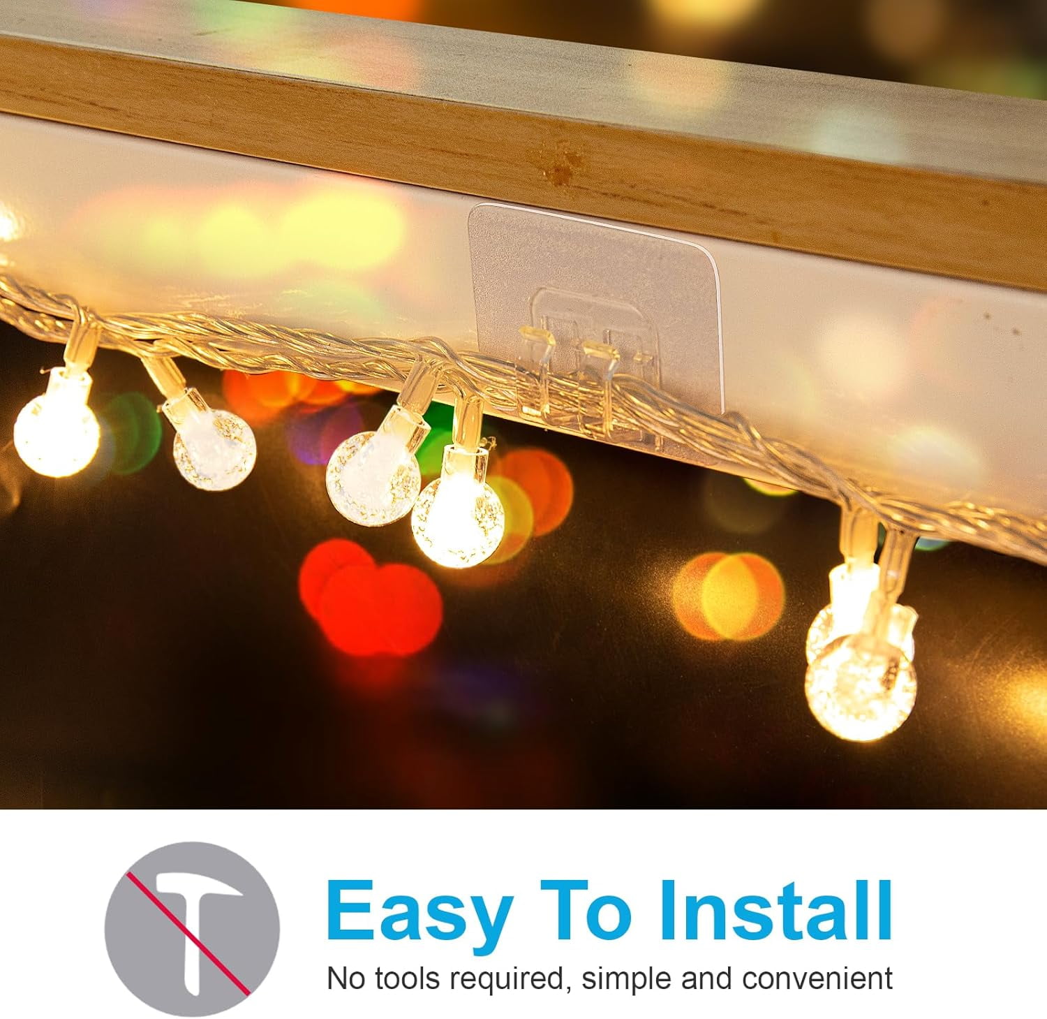 Camivile Outdoor String Light Hooks Adhesive Clips for Christmas Lights and Cable Management (Clear, 95 Pack) 4pzn9